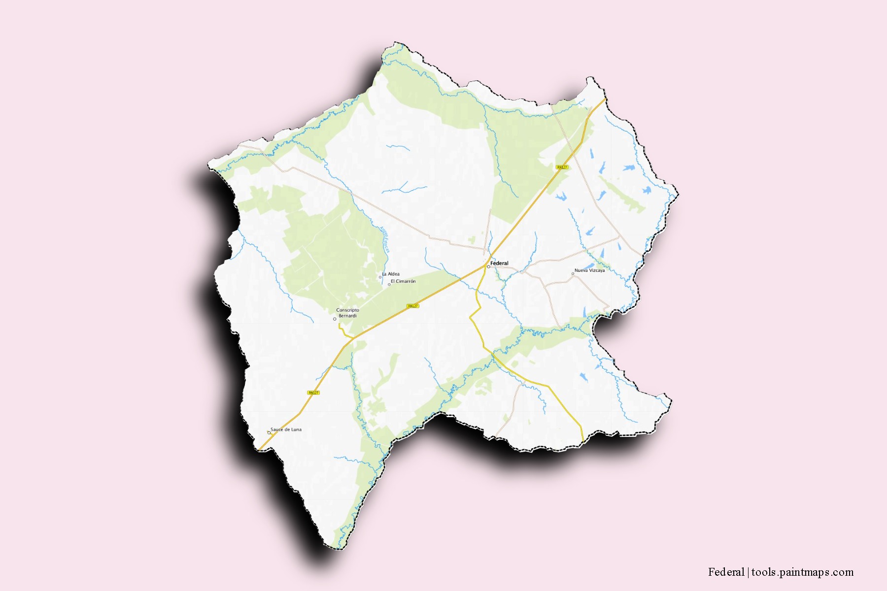 Federal neighborhoods and villages map with 3D shadow effect