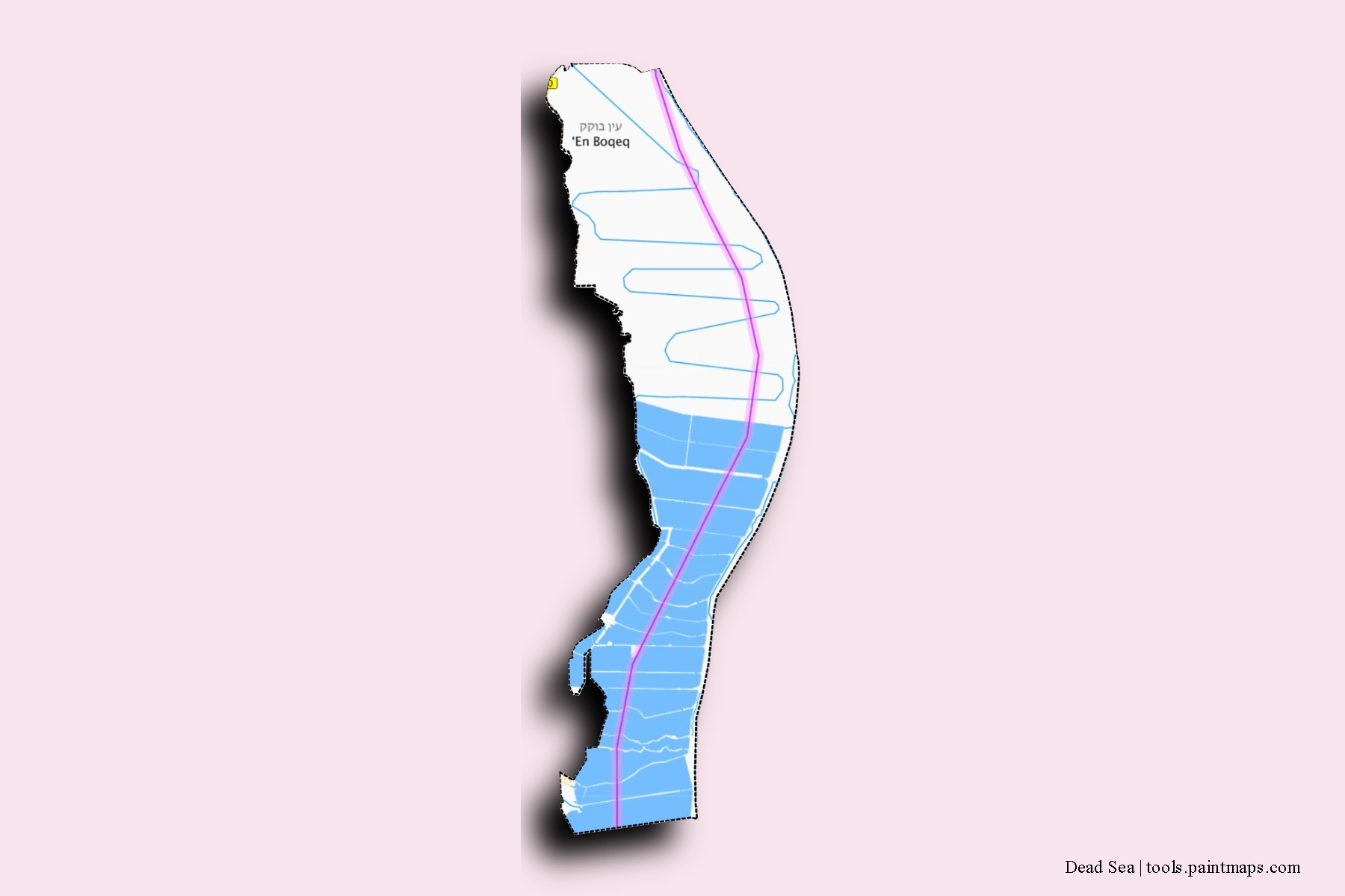 Mapa de barrios y pueblos de Dead Sea con efecto de sombra 3D