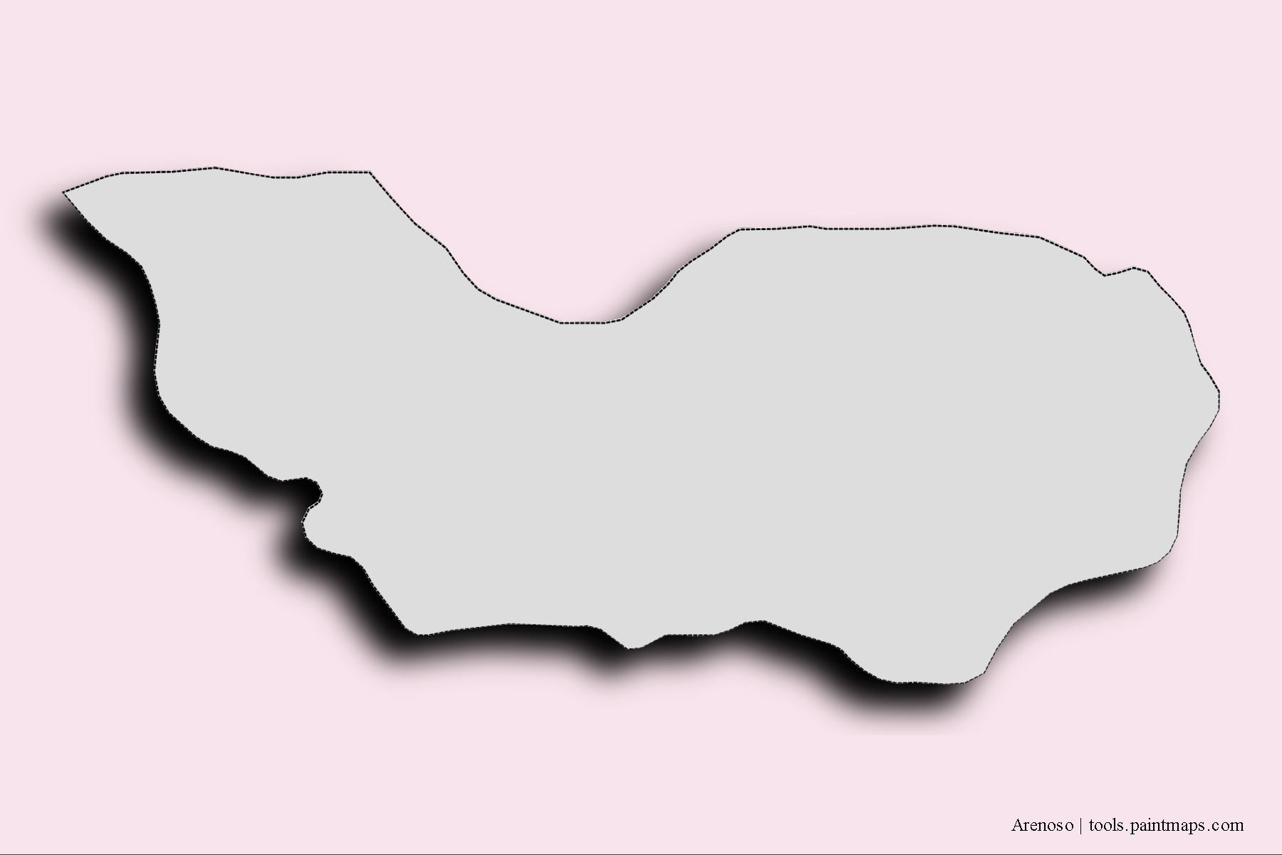 Mapa de barrios y pueblos de Arenoso con efecto de sombra 3D