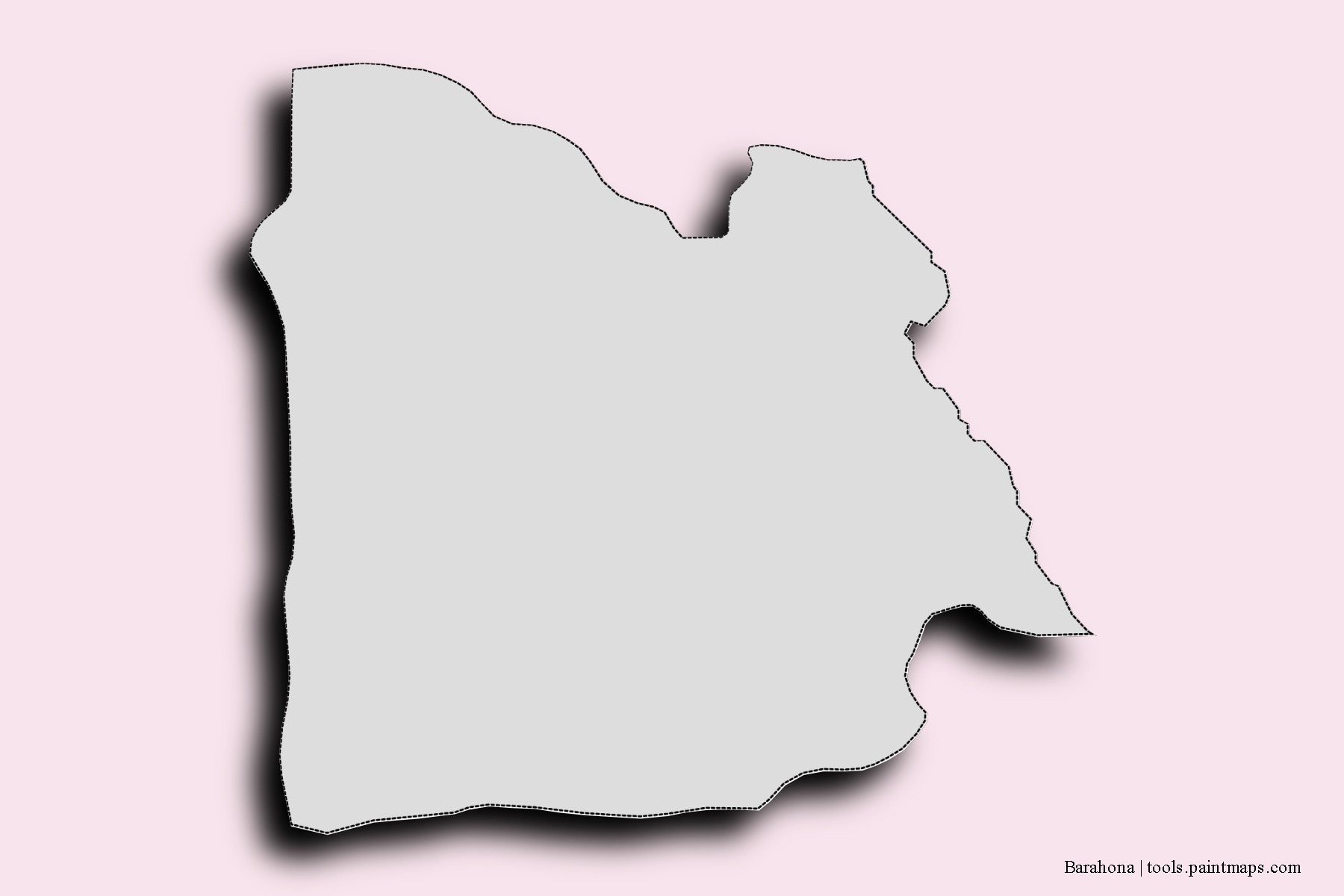 Mapa de barrios y pueblos de Barahona con efecto de sombra 3D