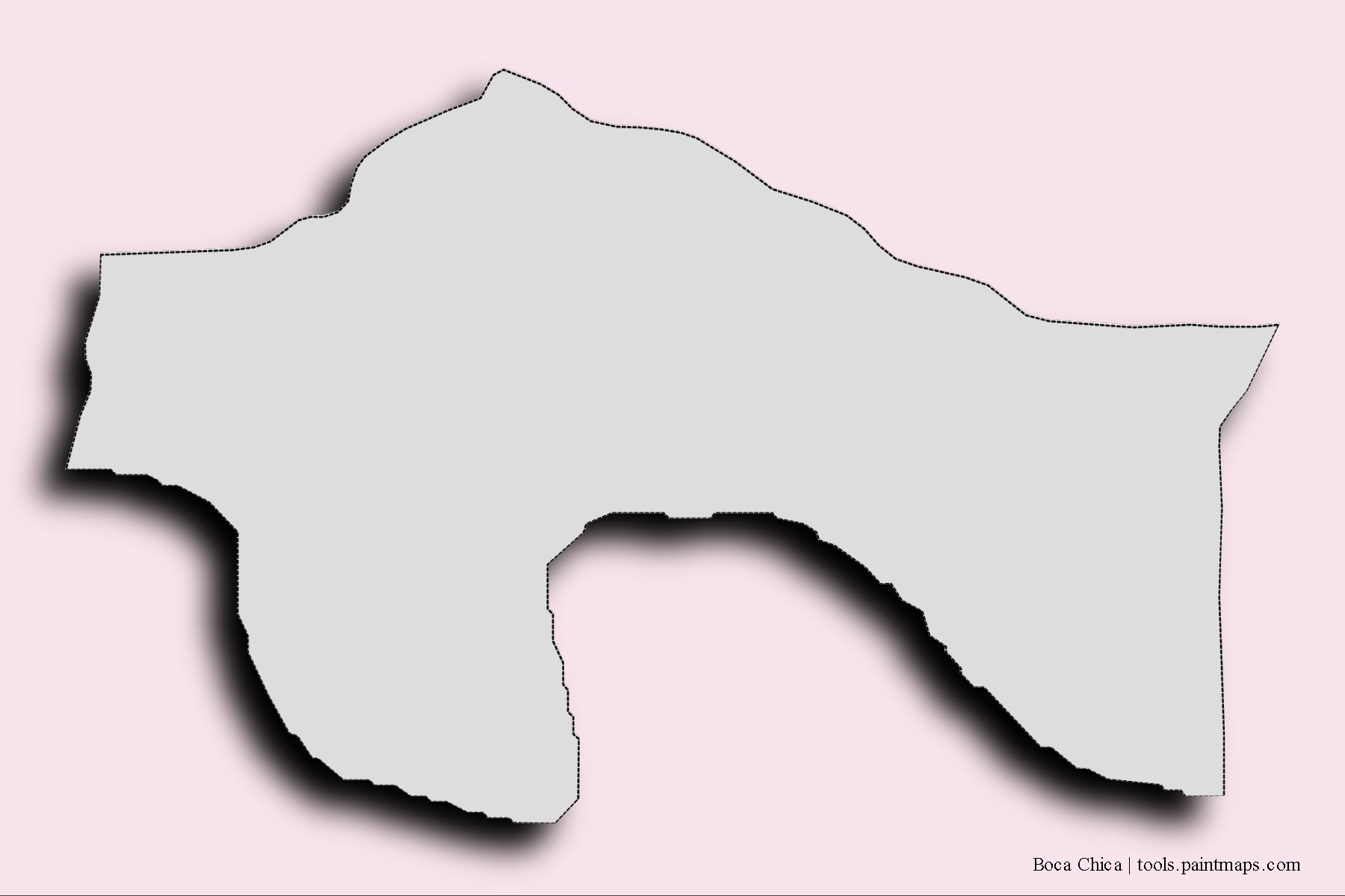 Mapa de barrios y pueblos de Boca Chica con efecto de sombra 3D