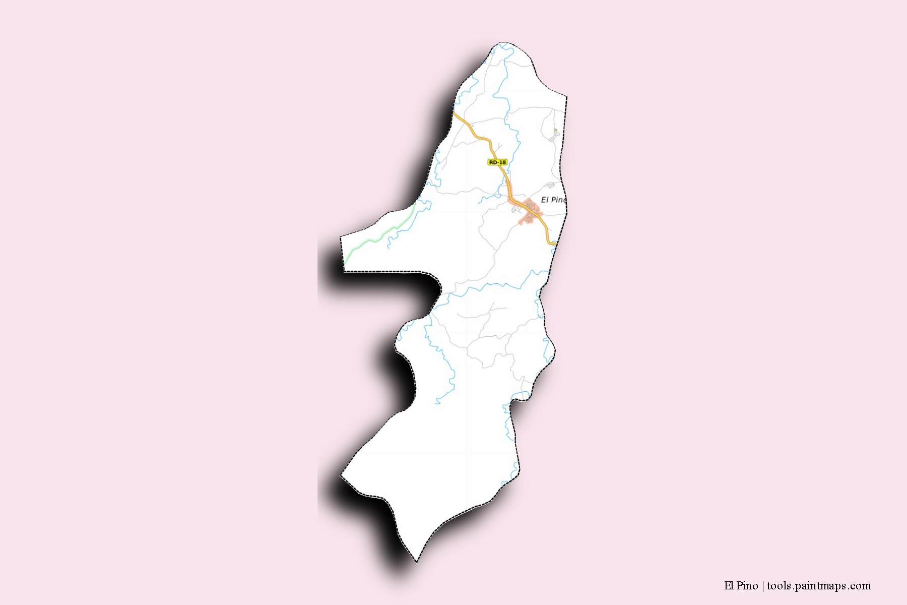 Mapa de barrios y pueblos de El Pino con efecto de sombra 3D