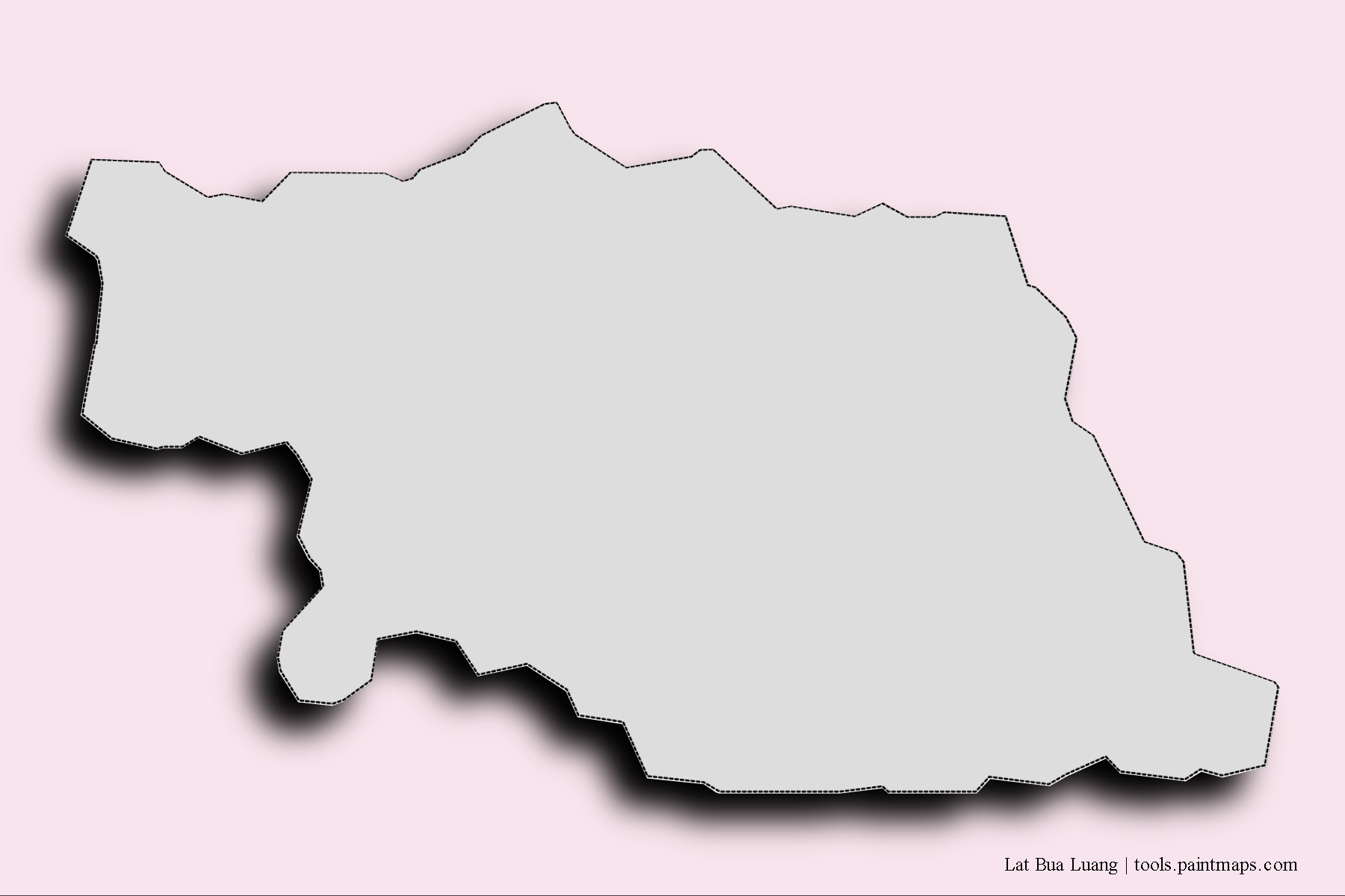 Mapa de barrios y pueblos de Lat Bua Luang con efecto de sombra 3D