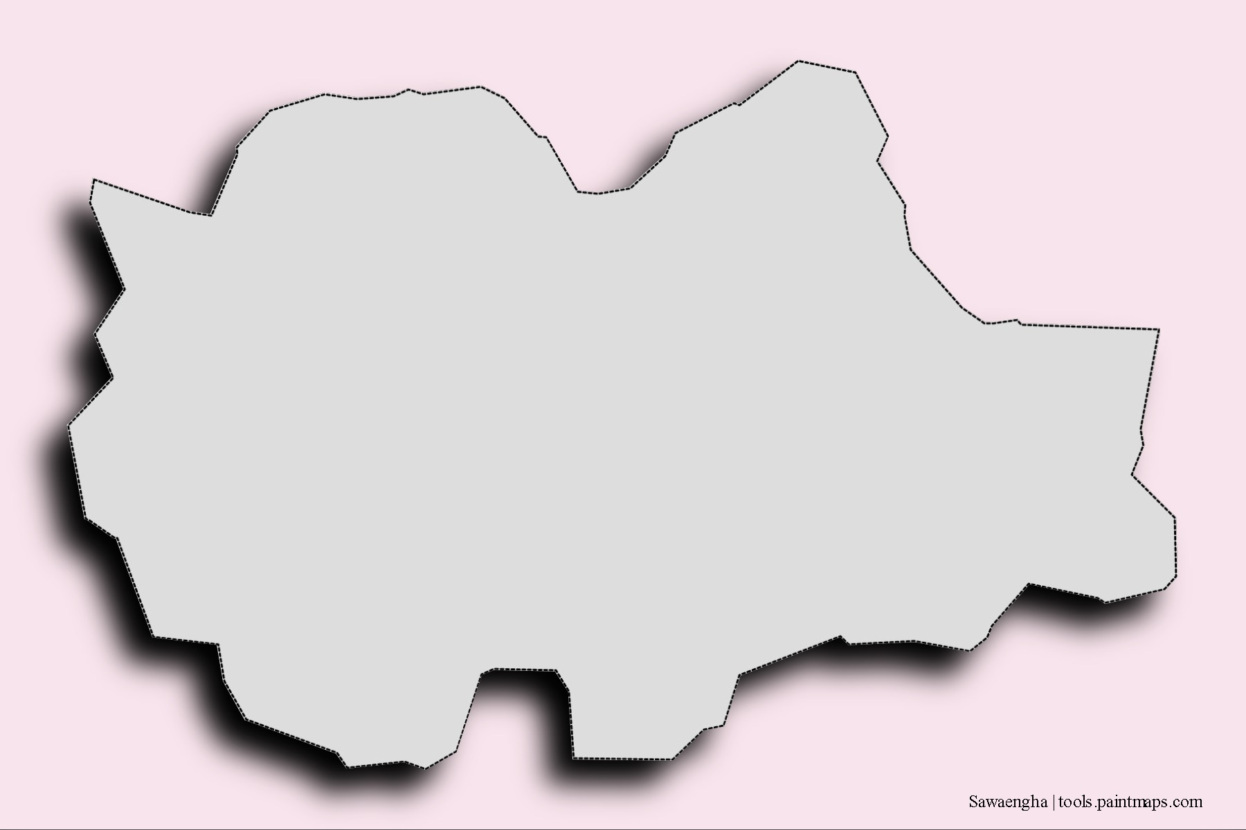 Mapa de barrios y pueblos de Sawaengha con efecto de sombra 3D