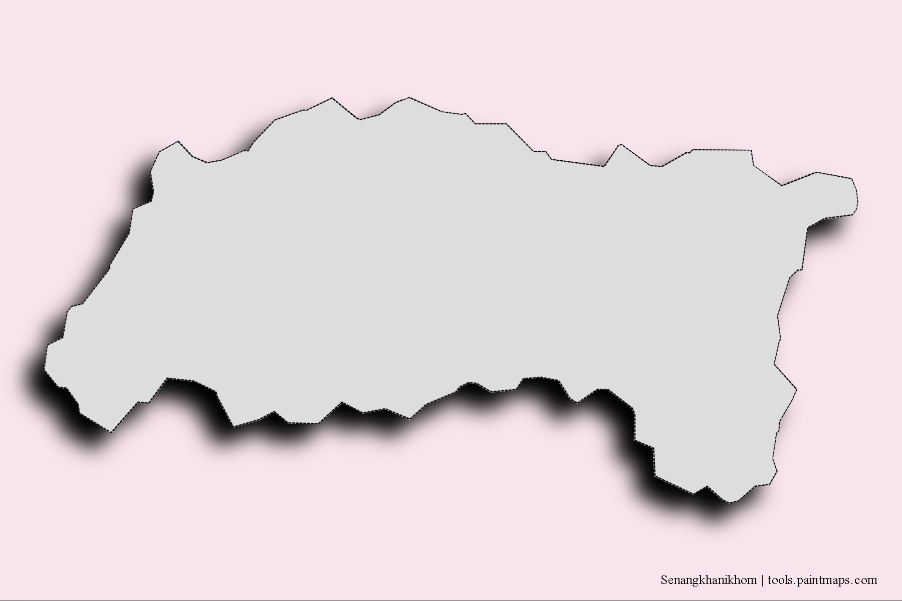 3D gölge efektli Senangkhanikhom mahalleleri ve köyleri haritası