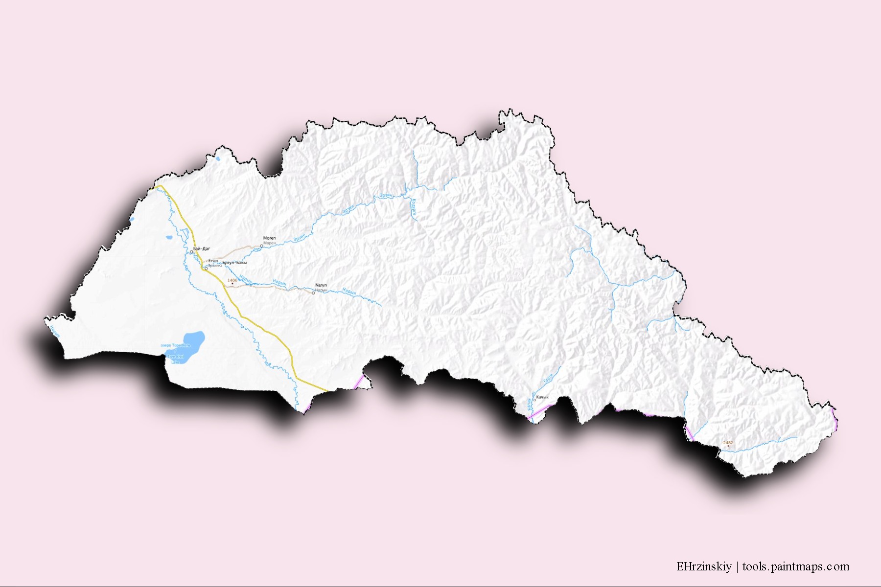 EHrzinskiy neighborhoods and villages map with 3D shadow effect