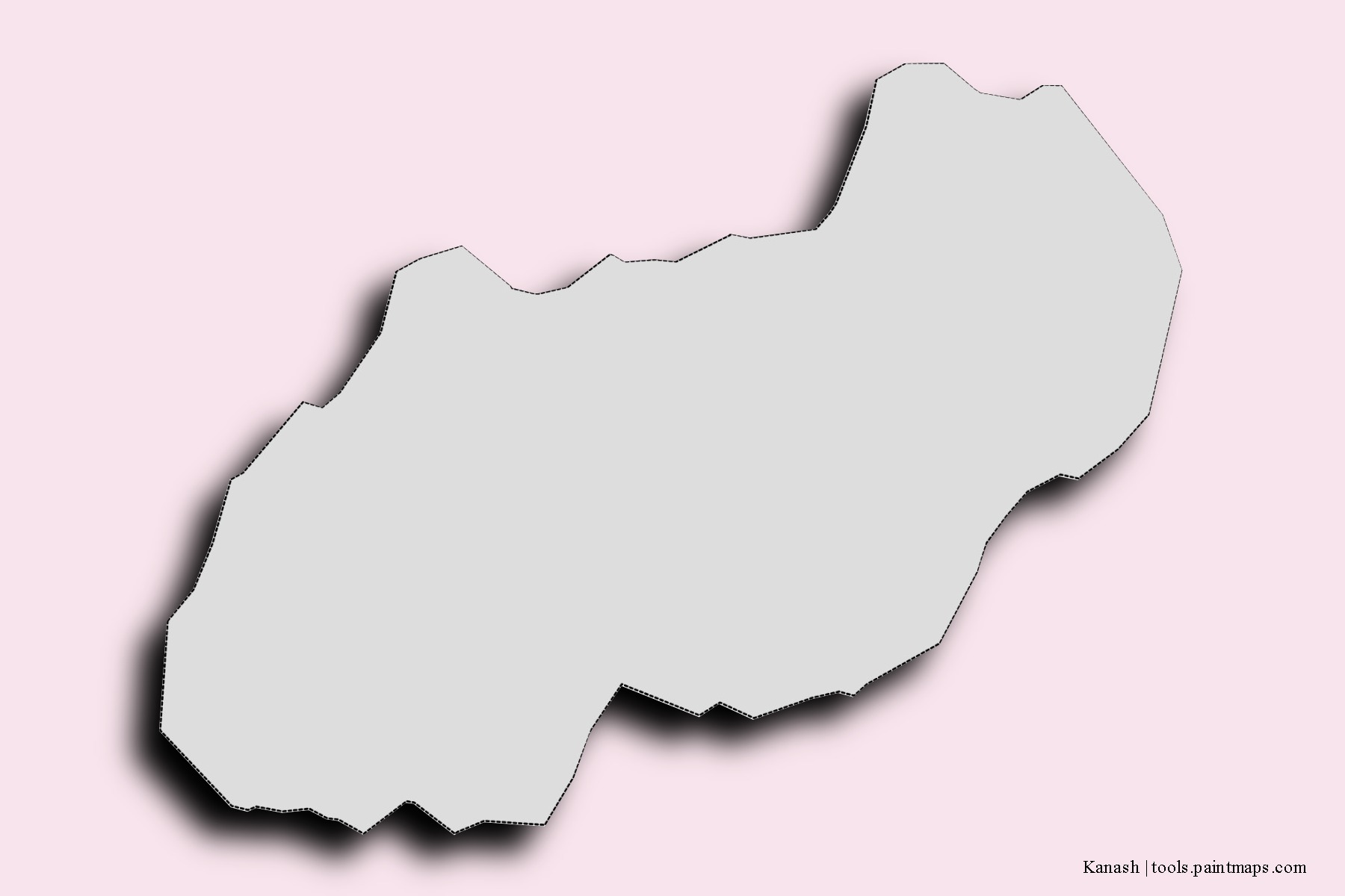 Mapa de barrios y pueblos de Kanash con efecto de sombra 3D