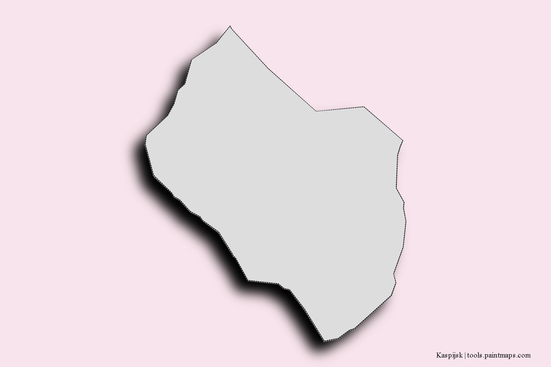 Mapa de barrios y pueblos de Kaspijsk con efecto de sombra 3D