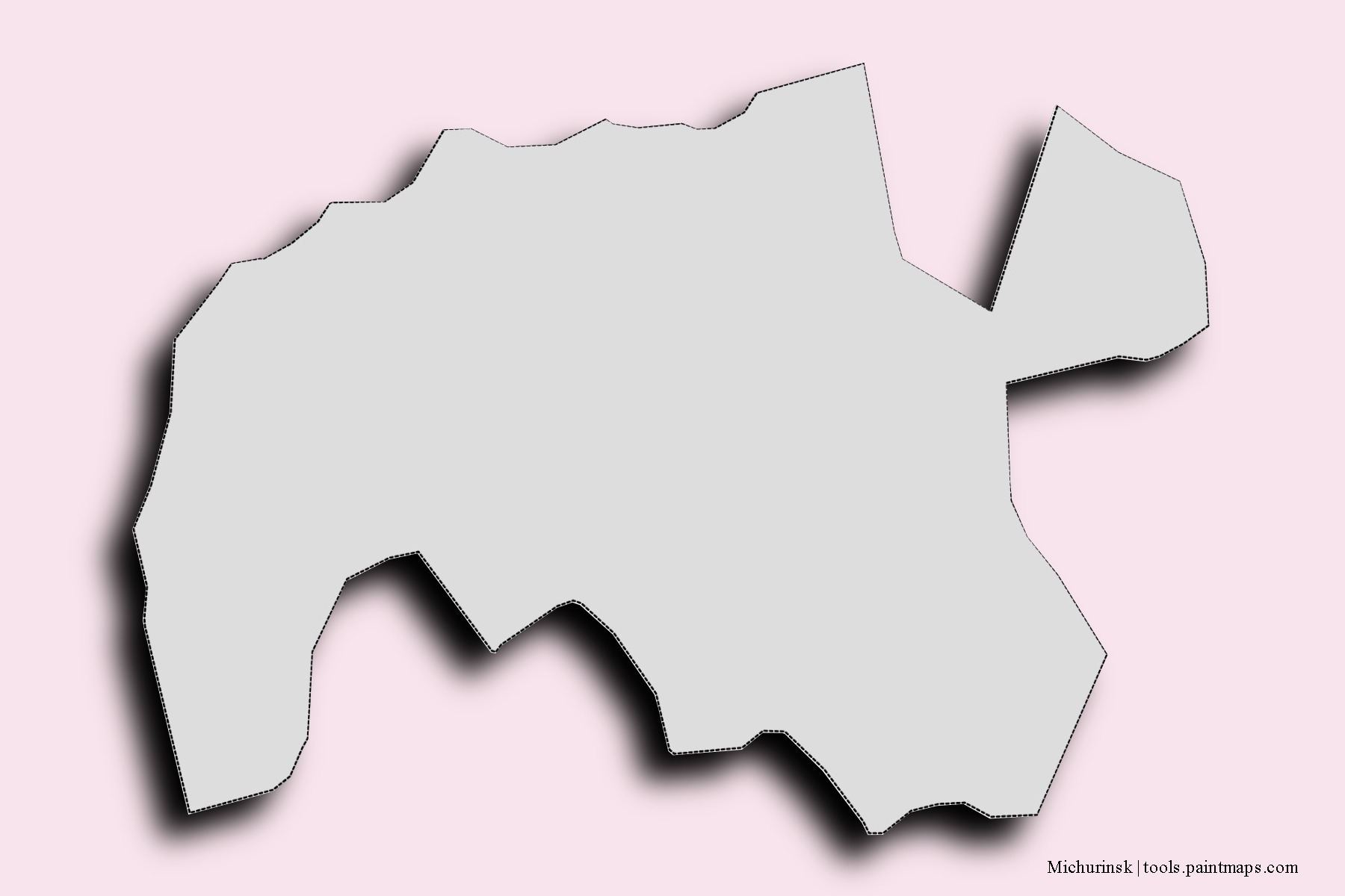 Mapa de barrios y pueblos de Michurinsk con efecto de sombra 3D