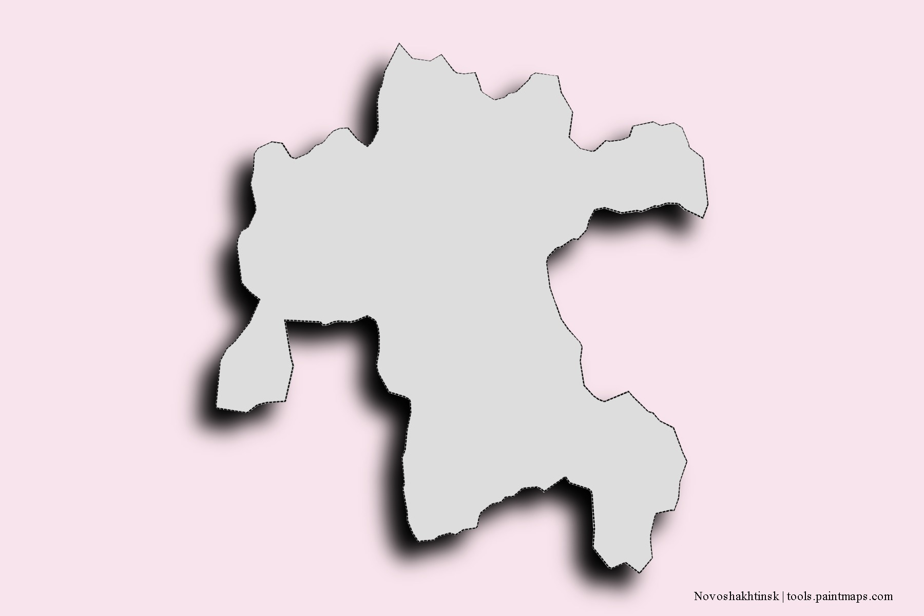 Mapa de barrios y pueblos de Novoshakhtinsk con efecto de sombra 3D