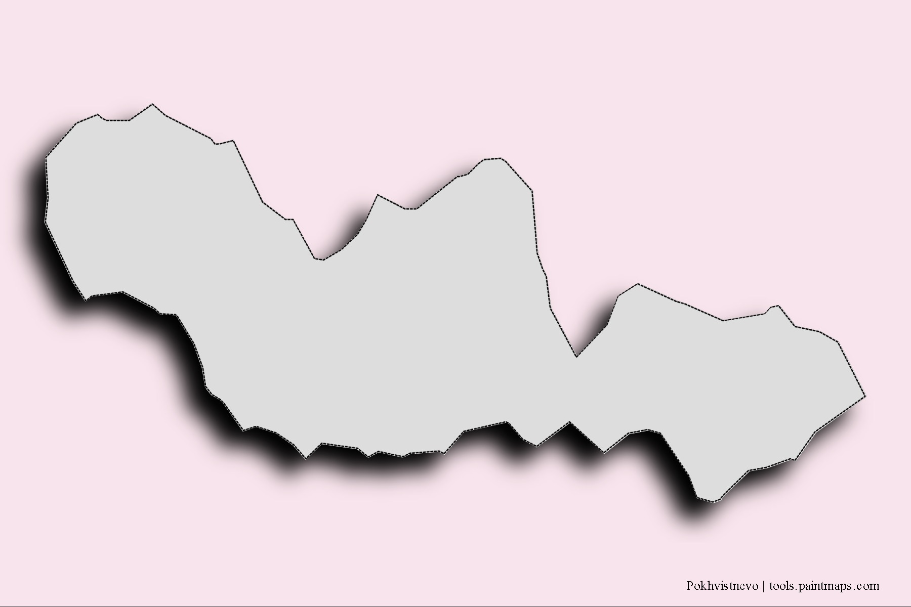 3D gölge efektli Pokhvistnevo mahalleleri ve köyleri haritası