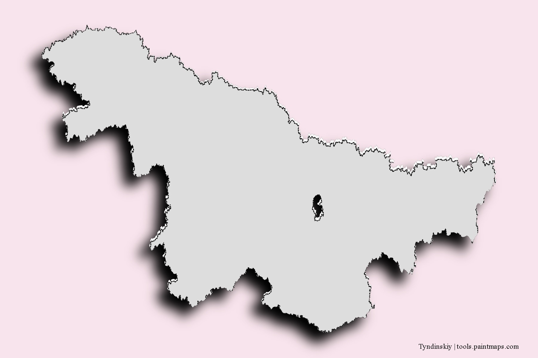 Tyndinskiy neighborhoods and villages map with 3D shadow effect