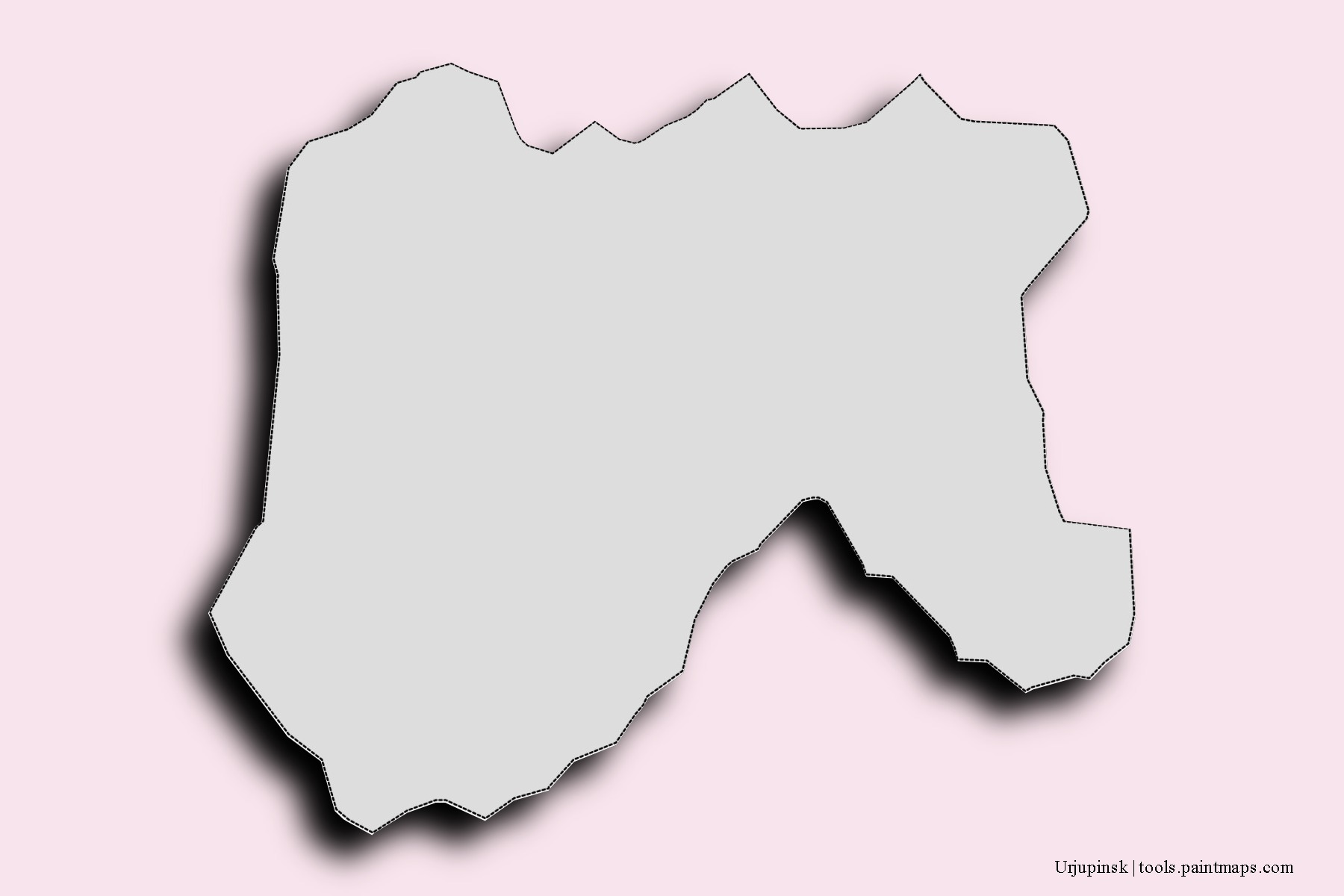 Mapa de barrios y pueblos de Urjupinsk con efecto de sombra 3D