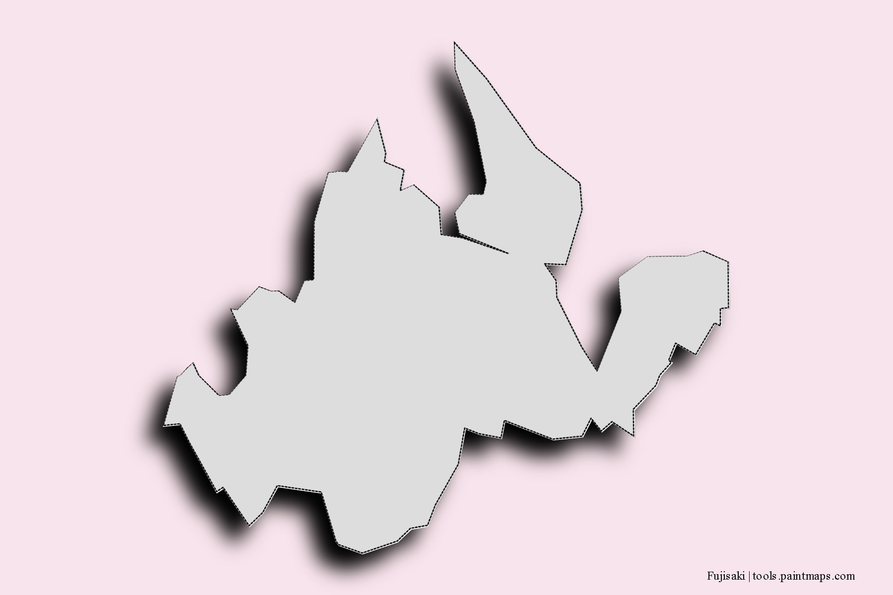 Mapa de barrios y pueblos de Fujisaki con efecto de sombra 3D