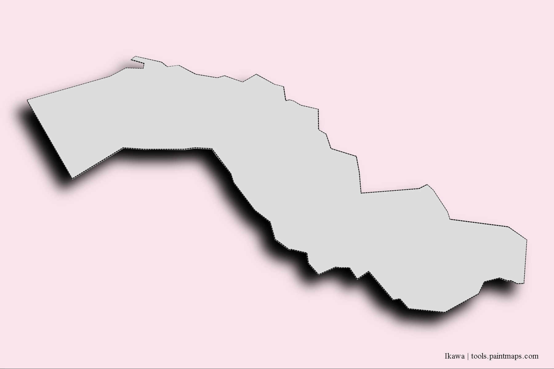 Ikawa neighborhoods and villages map with 3D shadow effect