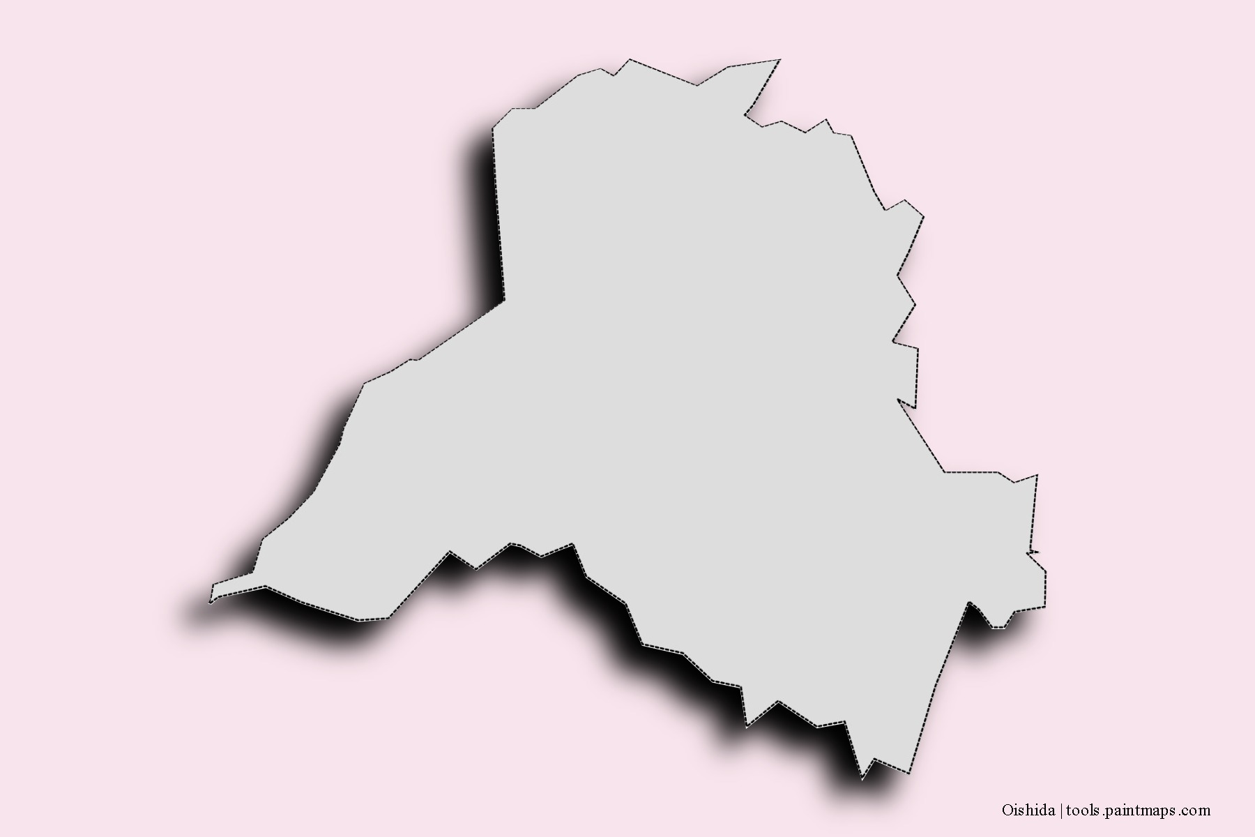 Mapa de barrios y pueblos de Oishida con efecto de sombra 3D