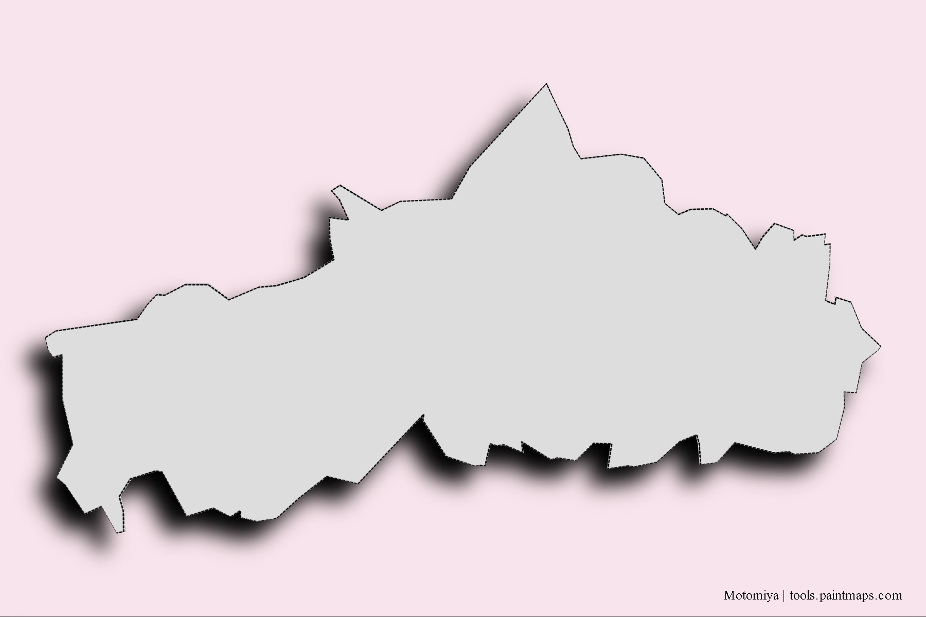 3D gölge efektli Motomiya mahalleleri ve köyleri haritası