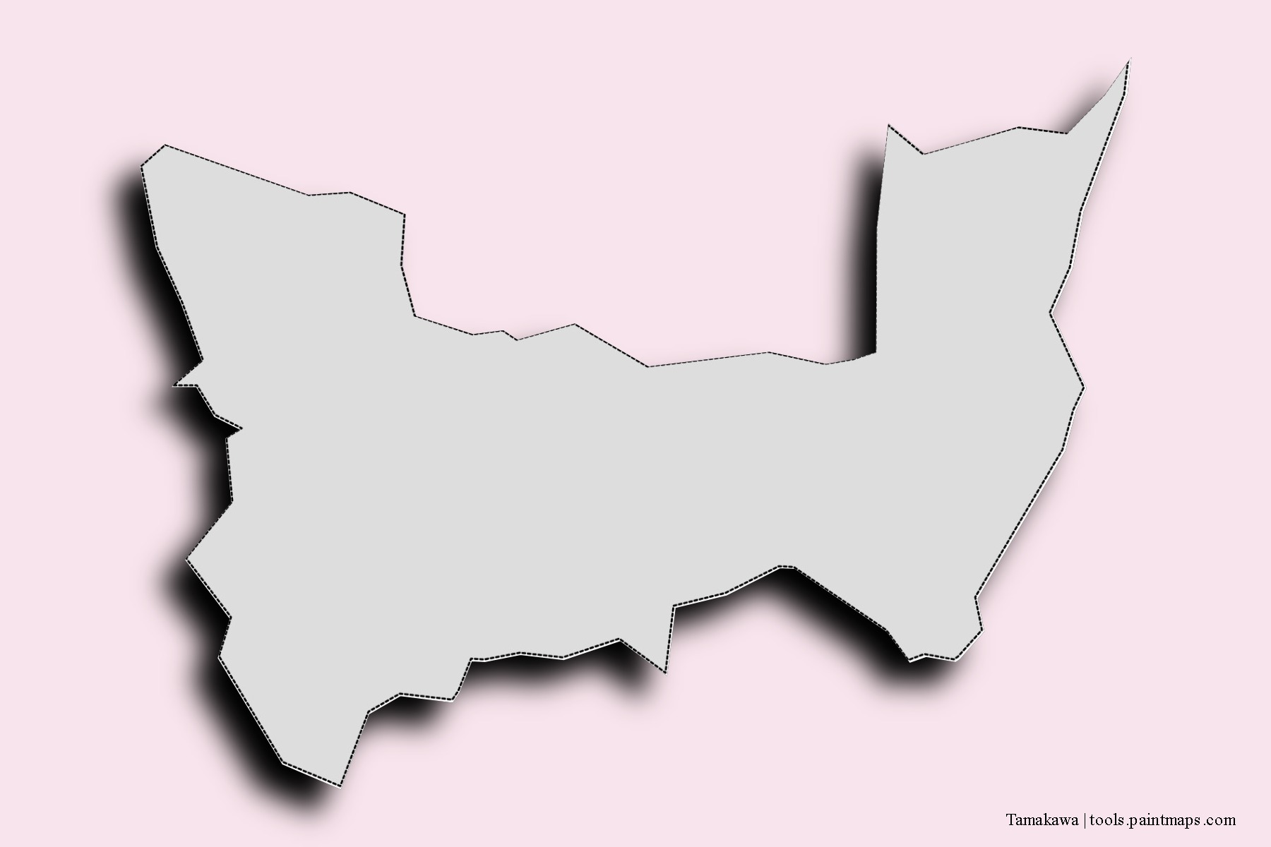 Tamakawa neighborhoods and villages map with 3D shadow effect