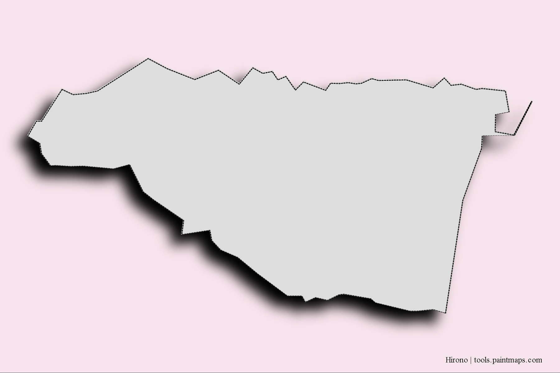 Mapa de barrios y pueblos de Hirono con efecto de sombra 3D