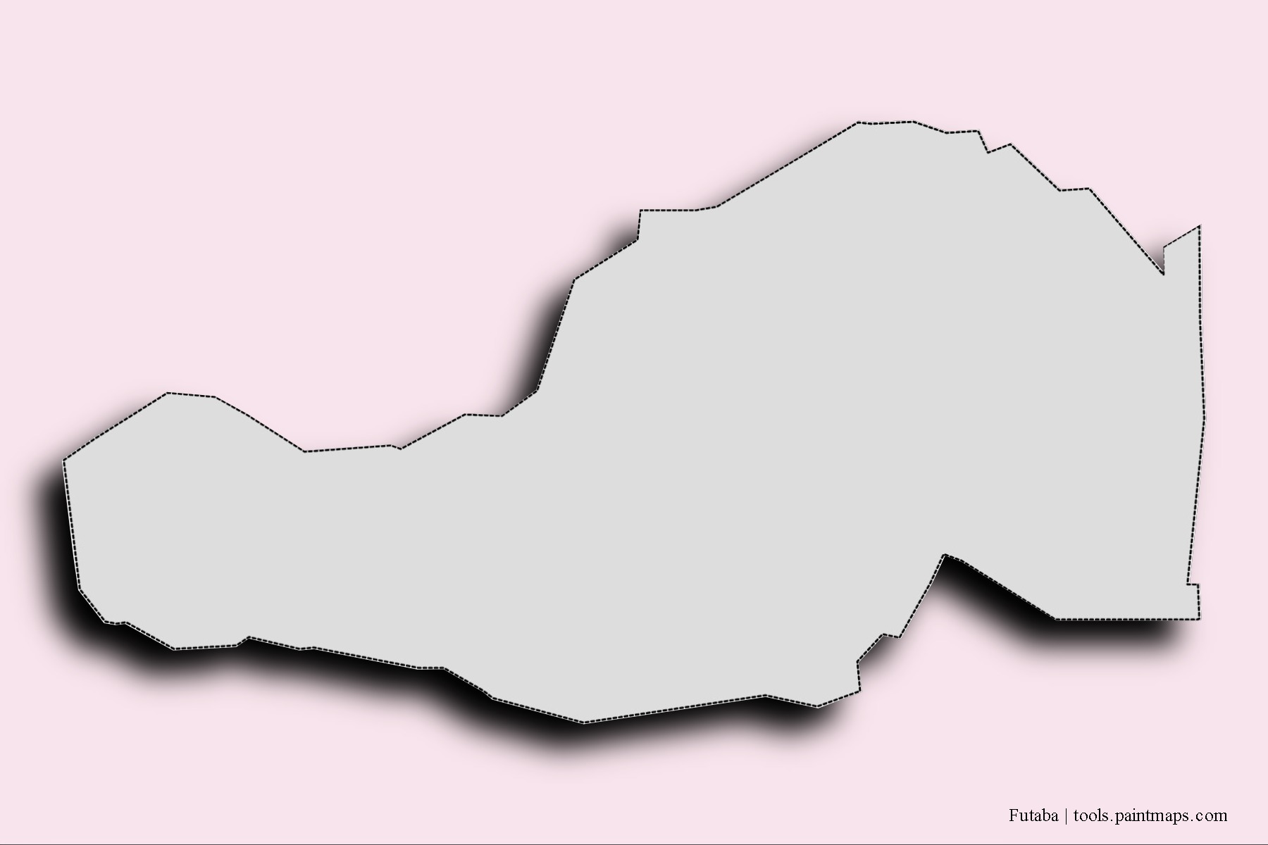 Mapa de barrios y pueblos de Futaba con efecto de sombra 3D