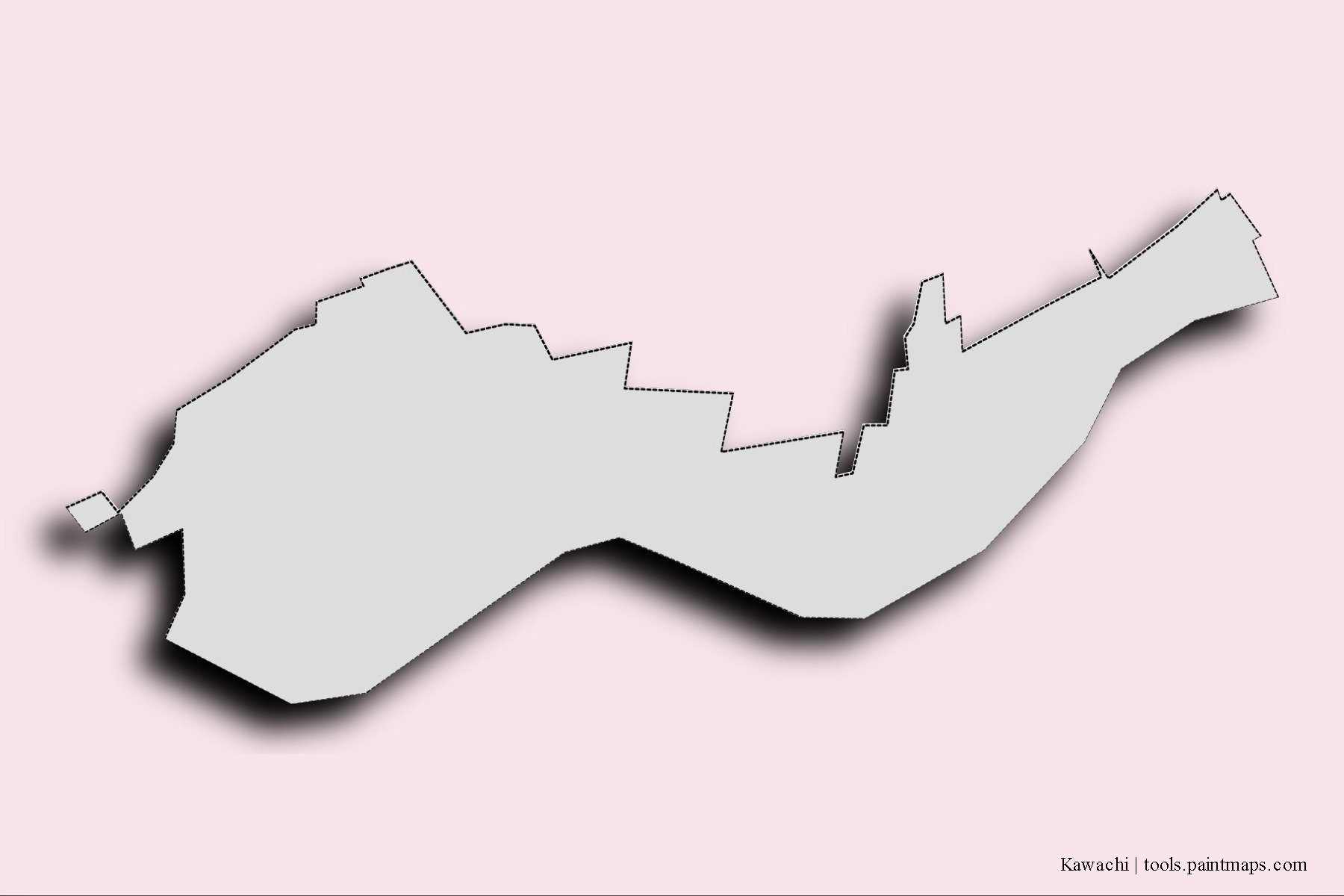 Kawachi neighborhoods and villages map with 3D shadow effect