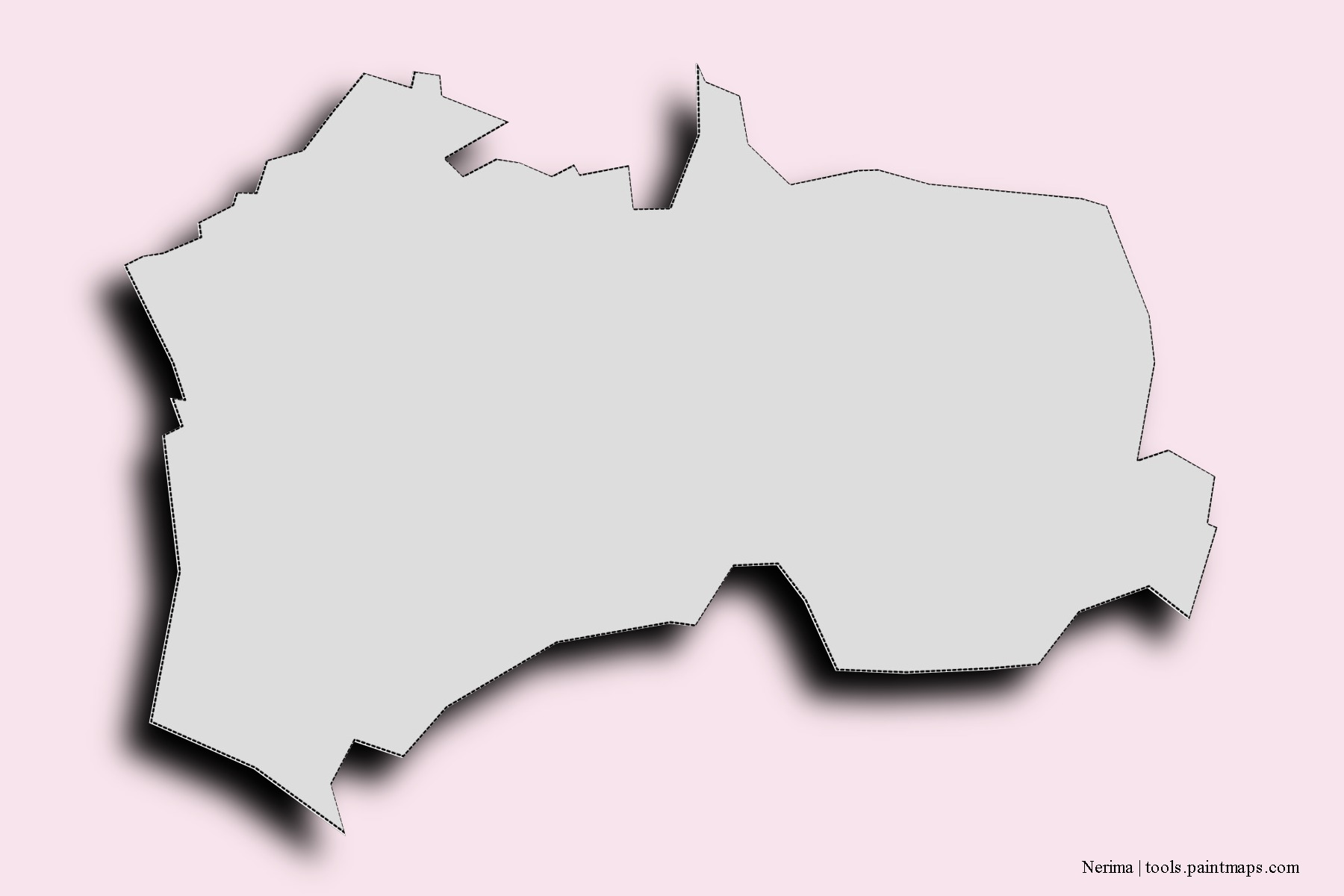 Mapa de barrios y pueblos de Nerima con efecto de sombra 3D