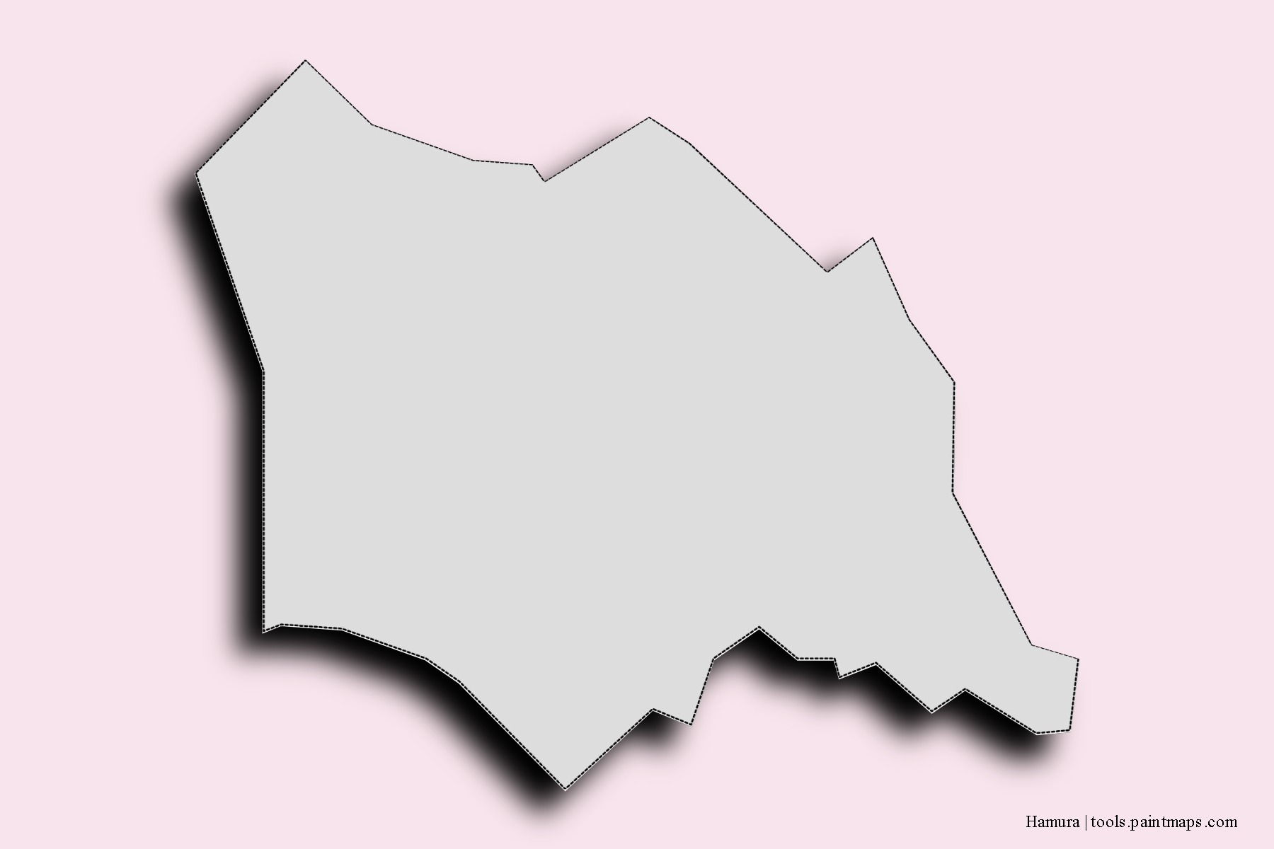 Mapa de barrios y pueblos de Hamura con efecto de sombra 3D