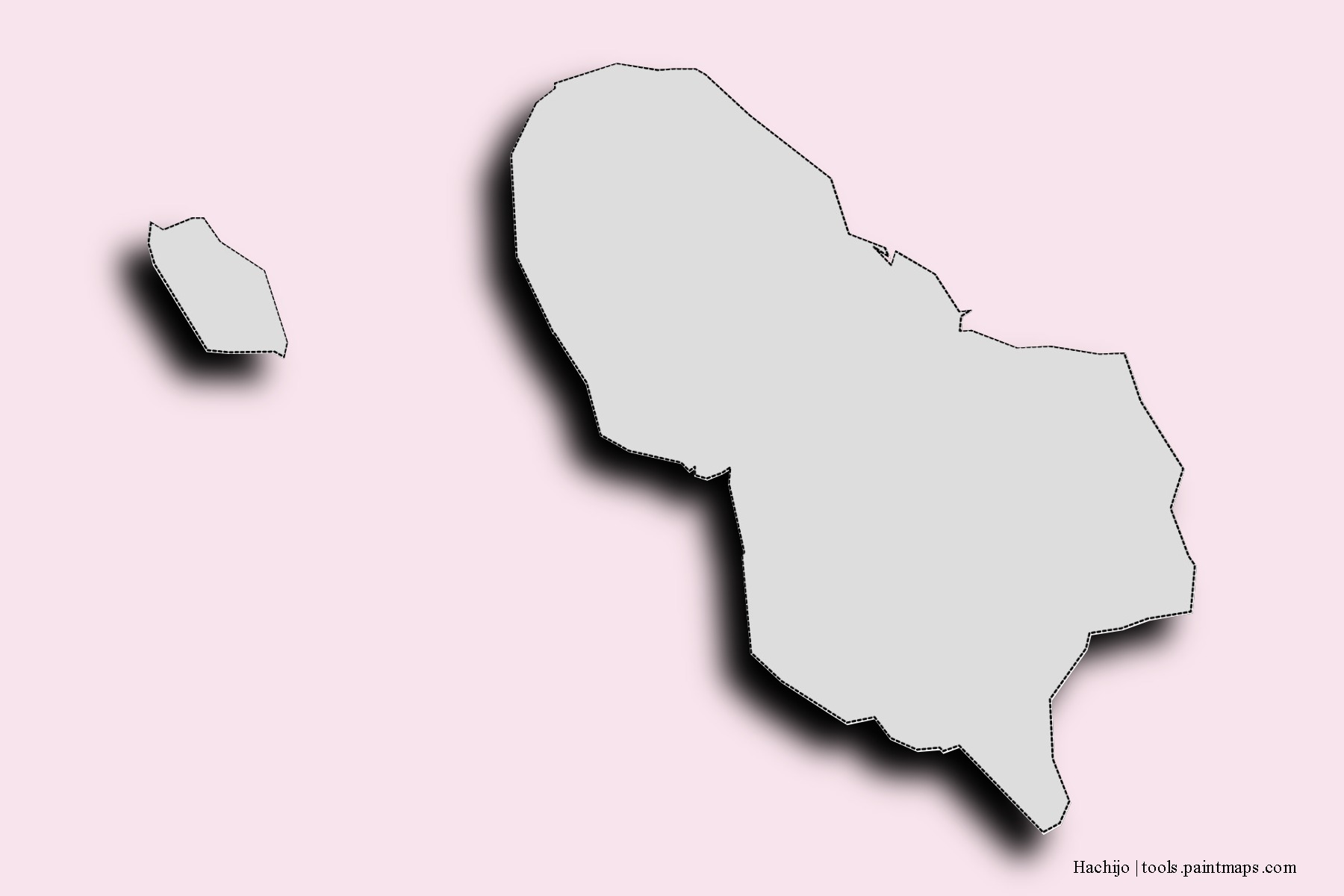 Mapa de barrios y pueblos de Hachijo con efecto de sombra 3D