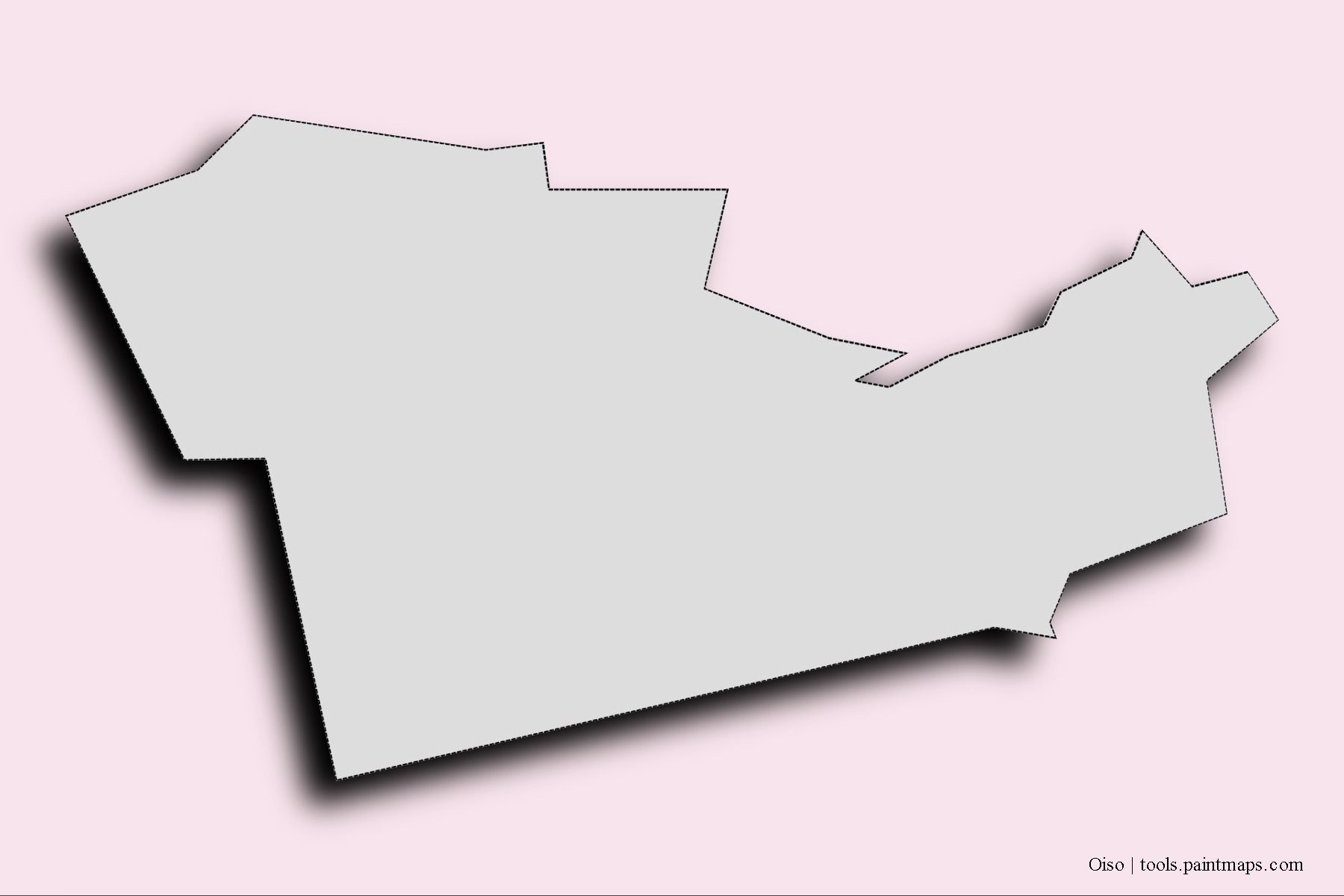 Oiso neighborhoods and villages map with 3D shadow effect