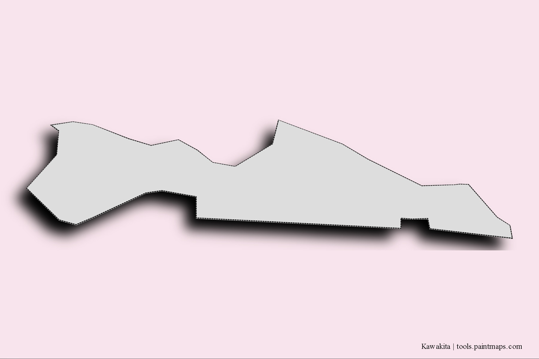 Kawakita neighborhoods and villages map with 3D shadow effect