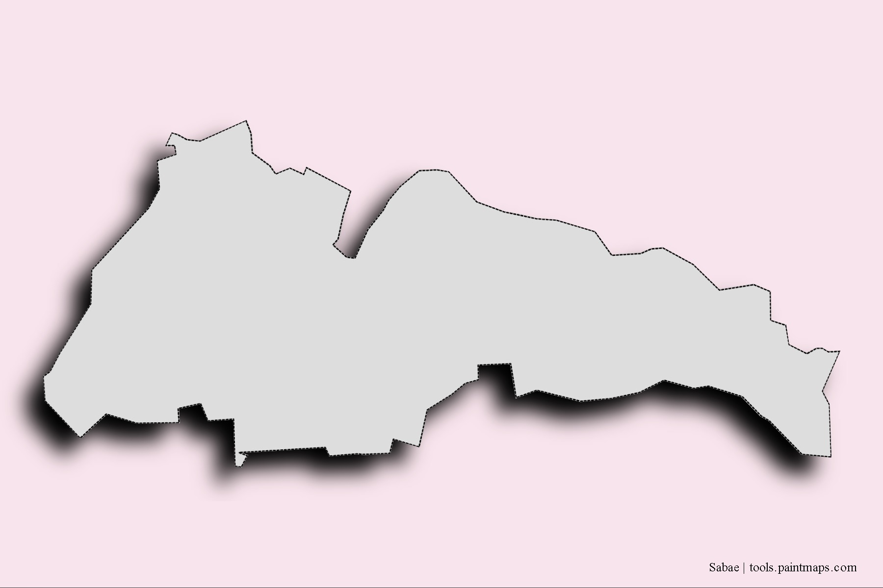 Sabae neighborhoods and villages map with 3D shadow effect