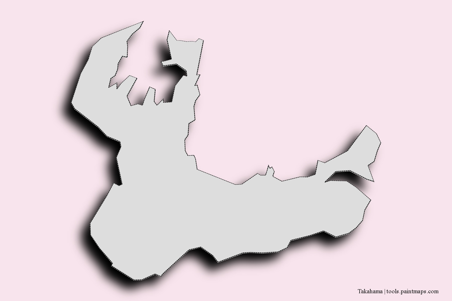 Mapa de barrios y pueblos de Takahama con efecto de sombra 3D