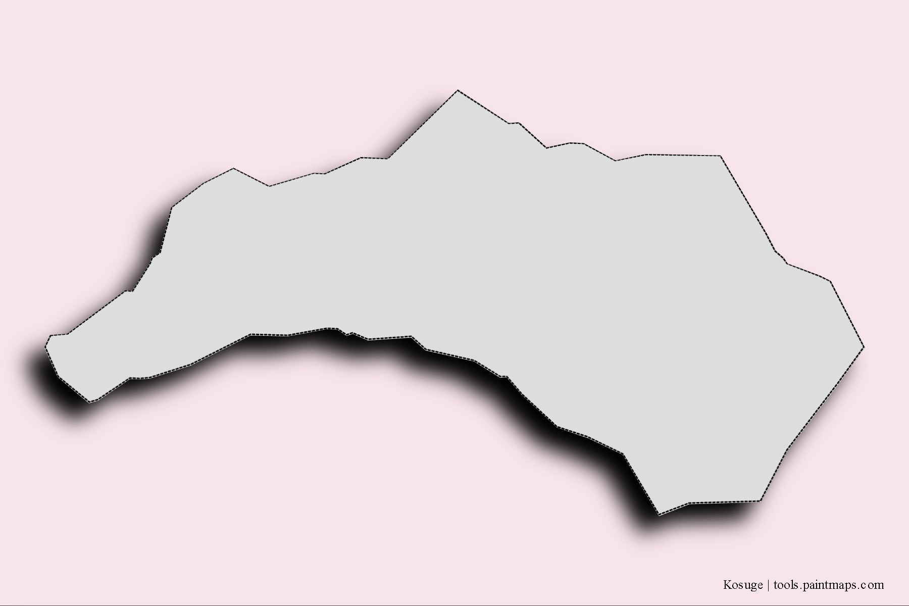 Mapa de barrios y pueblos de Kosuge con efecto de sombra 3D