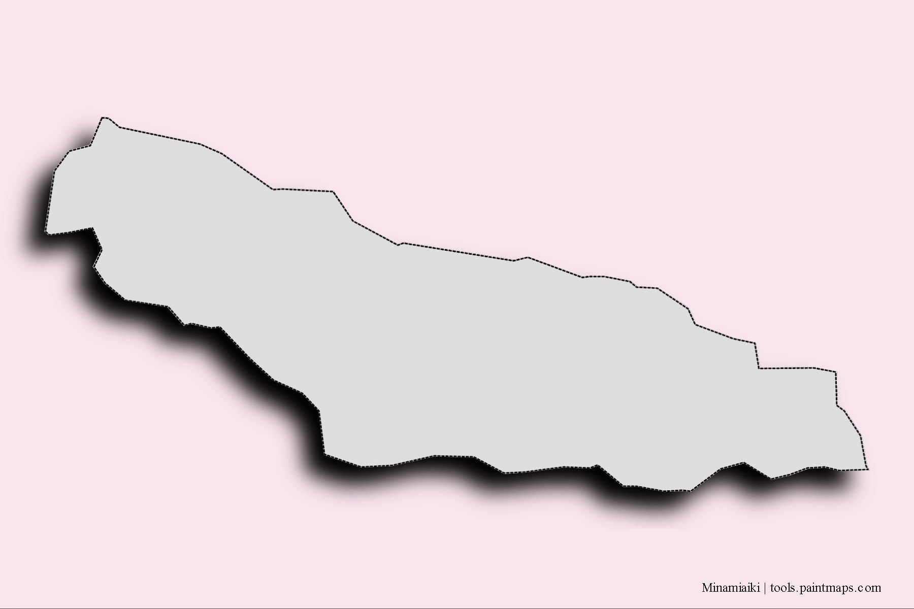 Minamiaiki neighborhoods and villages map with 3D shadow effect