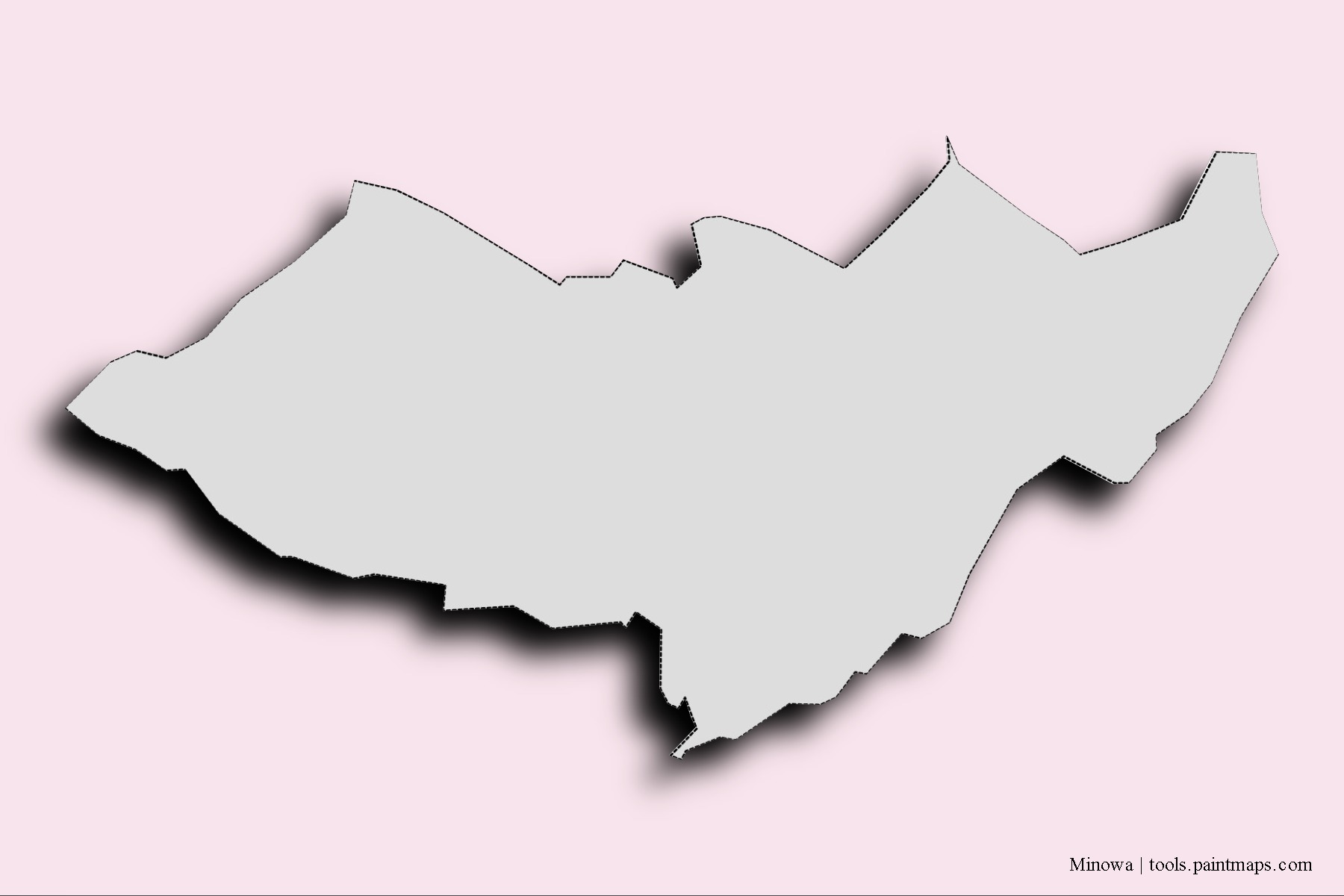 Mapa de barrios y pueblos de Minowa con efecto de sombra 3D