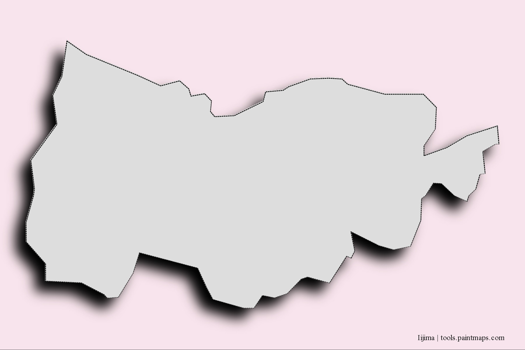 Mapa de barrios y pueblos de Iijima con efecto de sombra 3D