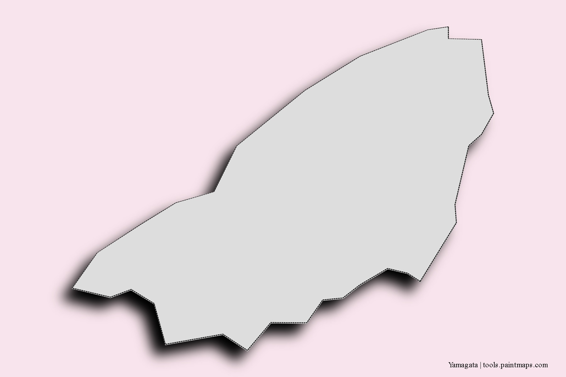 Mapa de barrios y pueblos de Yamagata con efecto de sombra 3D