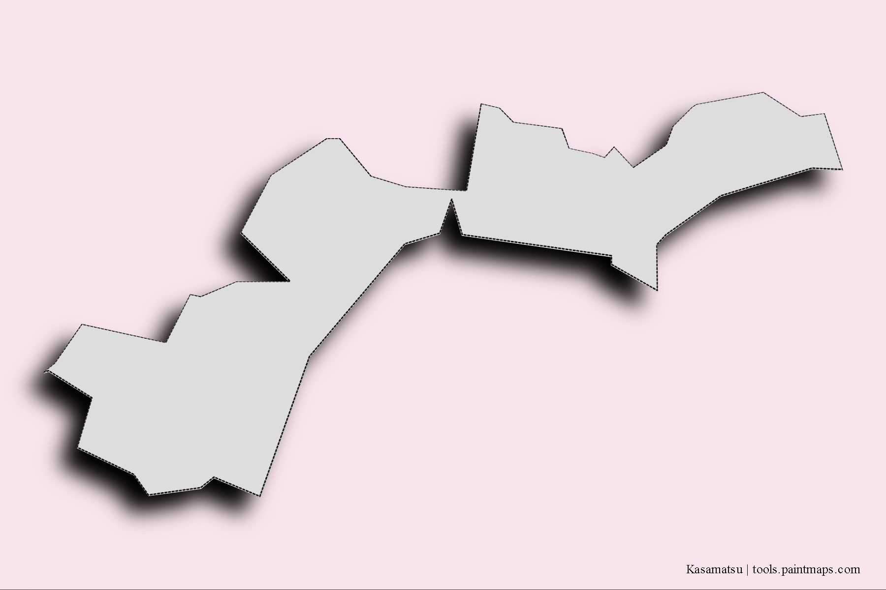 Kasamatsu neighborhoods and villages map with 3D shadow effect