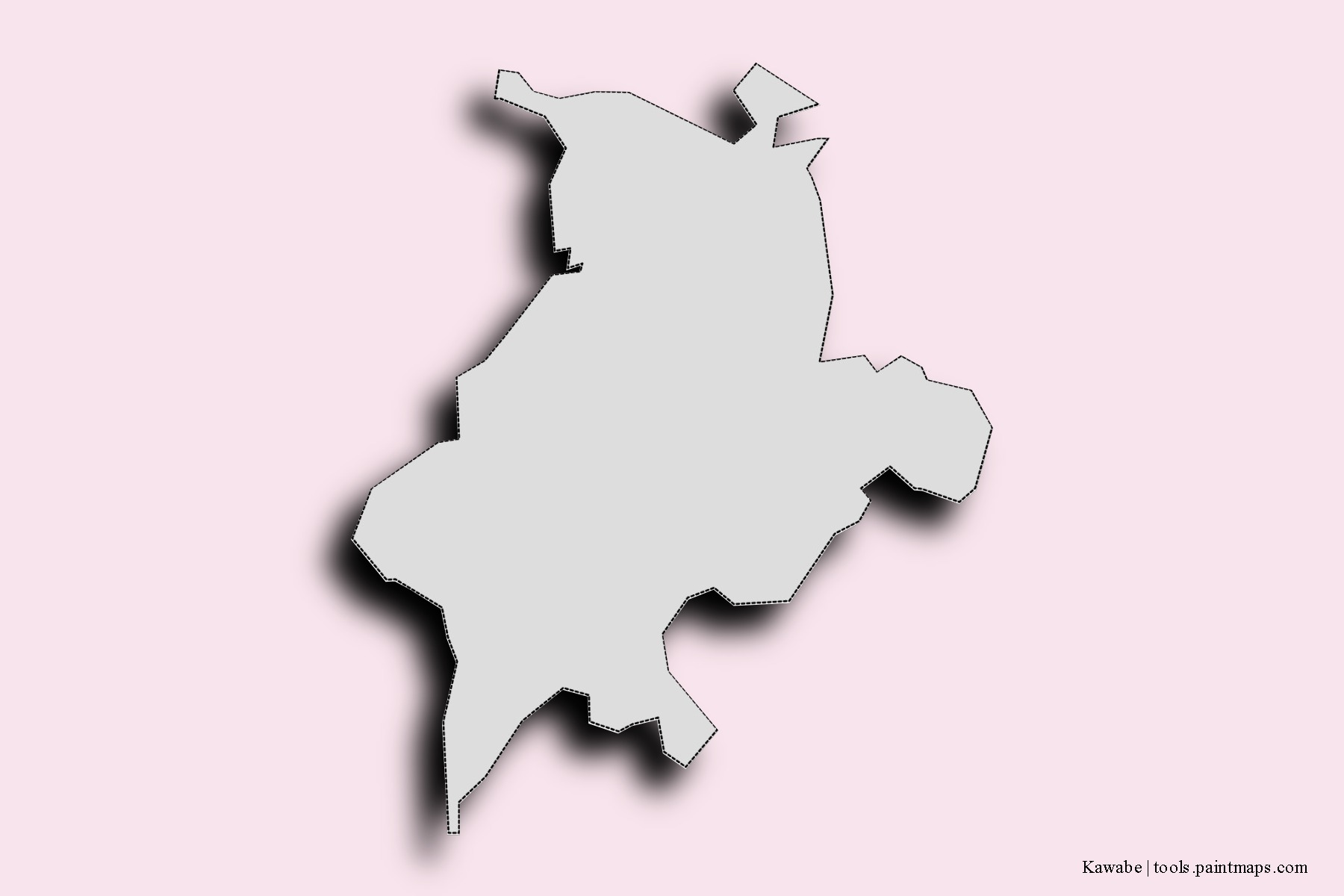 Mapa de barrios y pueblos de Kawabe con efecto de sombra 3D