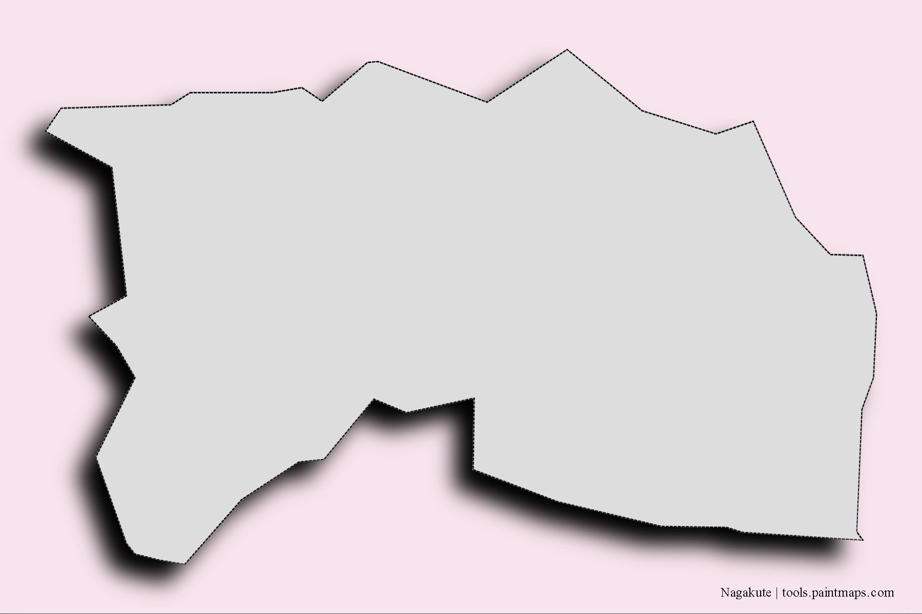 Mapa de barrios y pueblos de Nagakute con efecto de sombra 3D