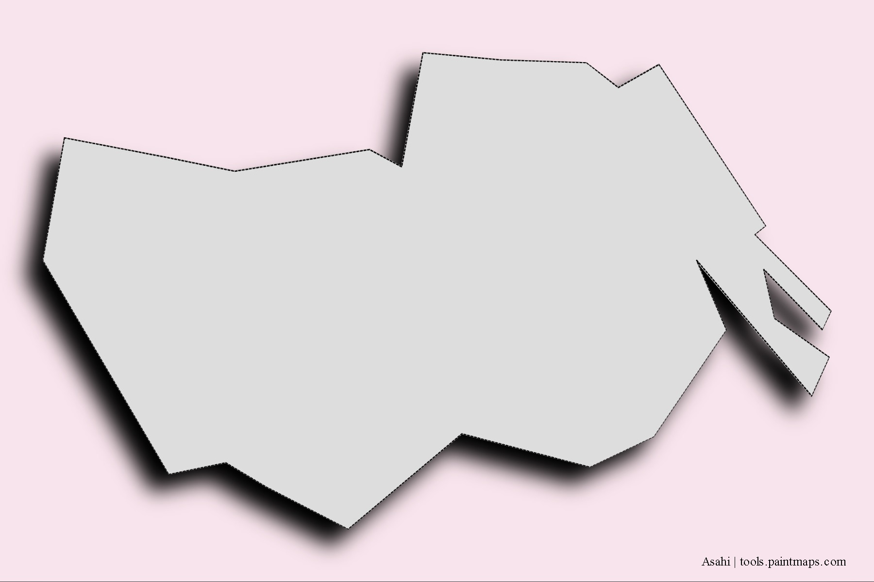 Mapa de barrios y pueblos de Asahi con efecto de sombra 3D