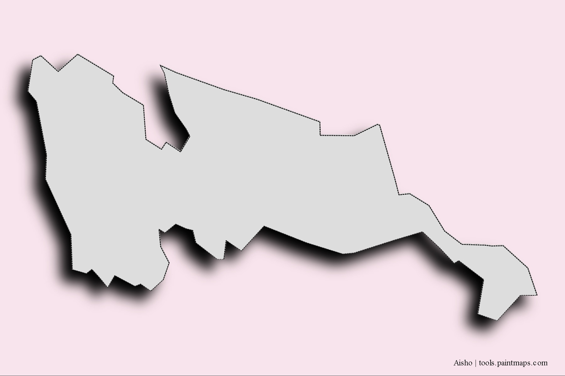 Mapa de barrios y pueblos de Aisho con efecto de sombra 3D