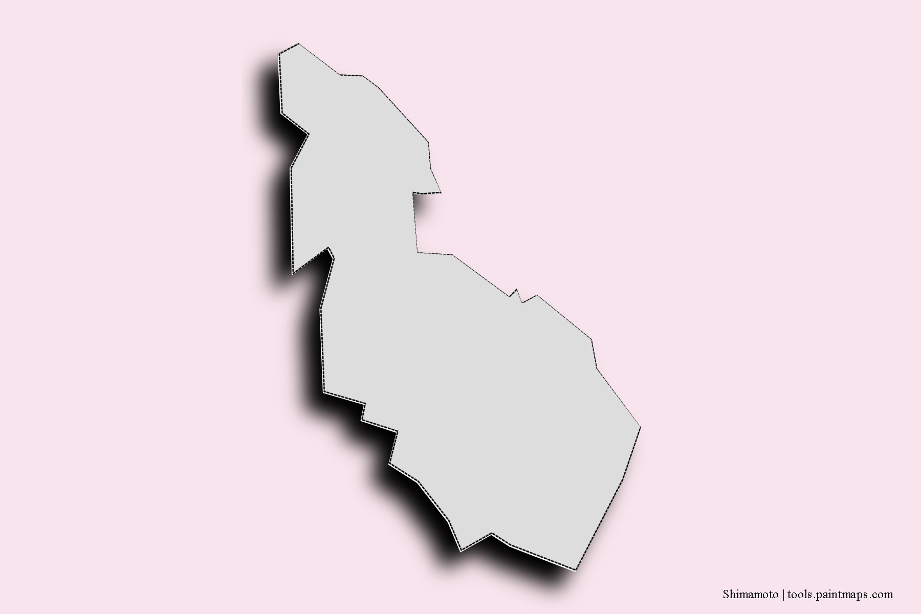 Mapa de barrios y pueblos de Shimamoto con efecto de sombra 3D