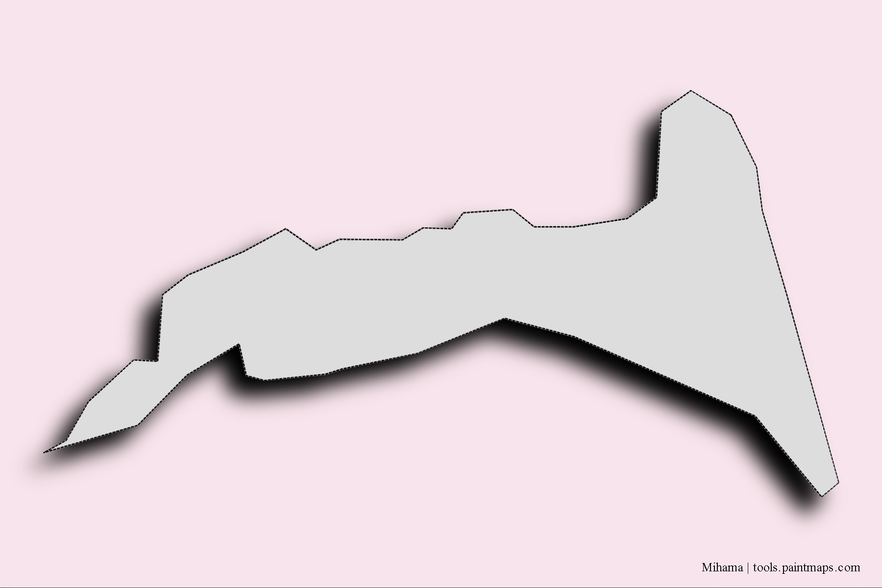 Mapa de barrios y pueblos de Mihama con efecto de sombra 3D