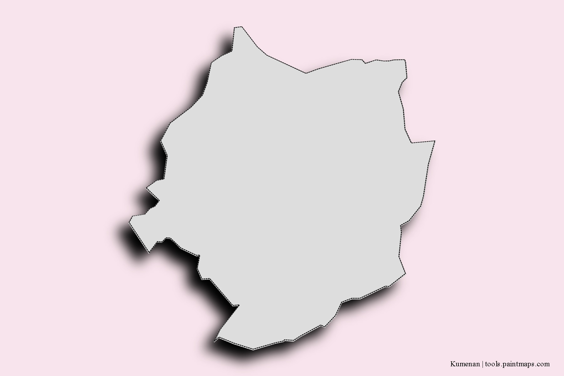 Mapa de barrios y pueblos de Kumenan con efecto de sombra 3D