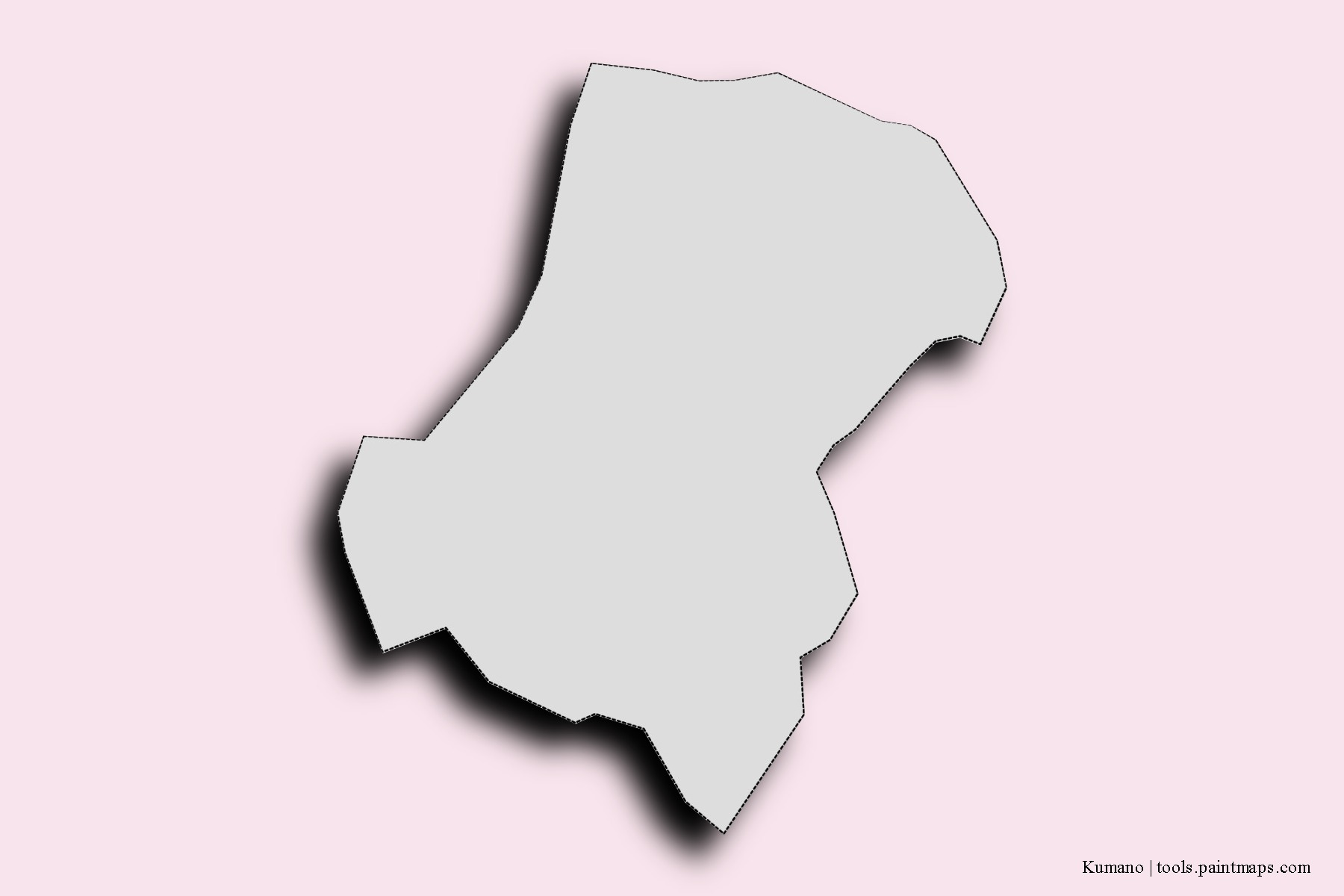Mapa de barrios y pueblos de Kumano con efecto de sombra 3D