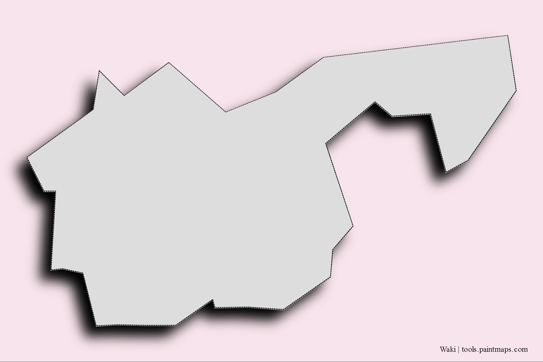 Mapa de barrios y pueblos de Waki con efecto de sombra 3D