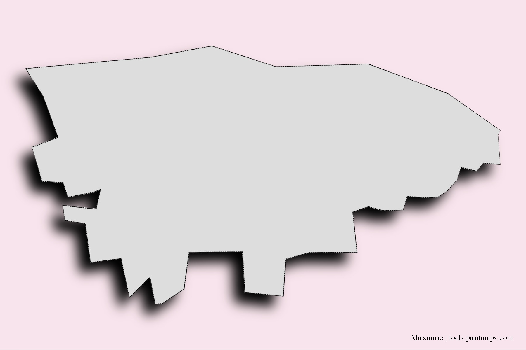 Mapa de barrios y pueblos de Matsumae con efecto de sombra 3D