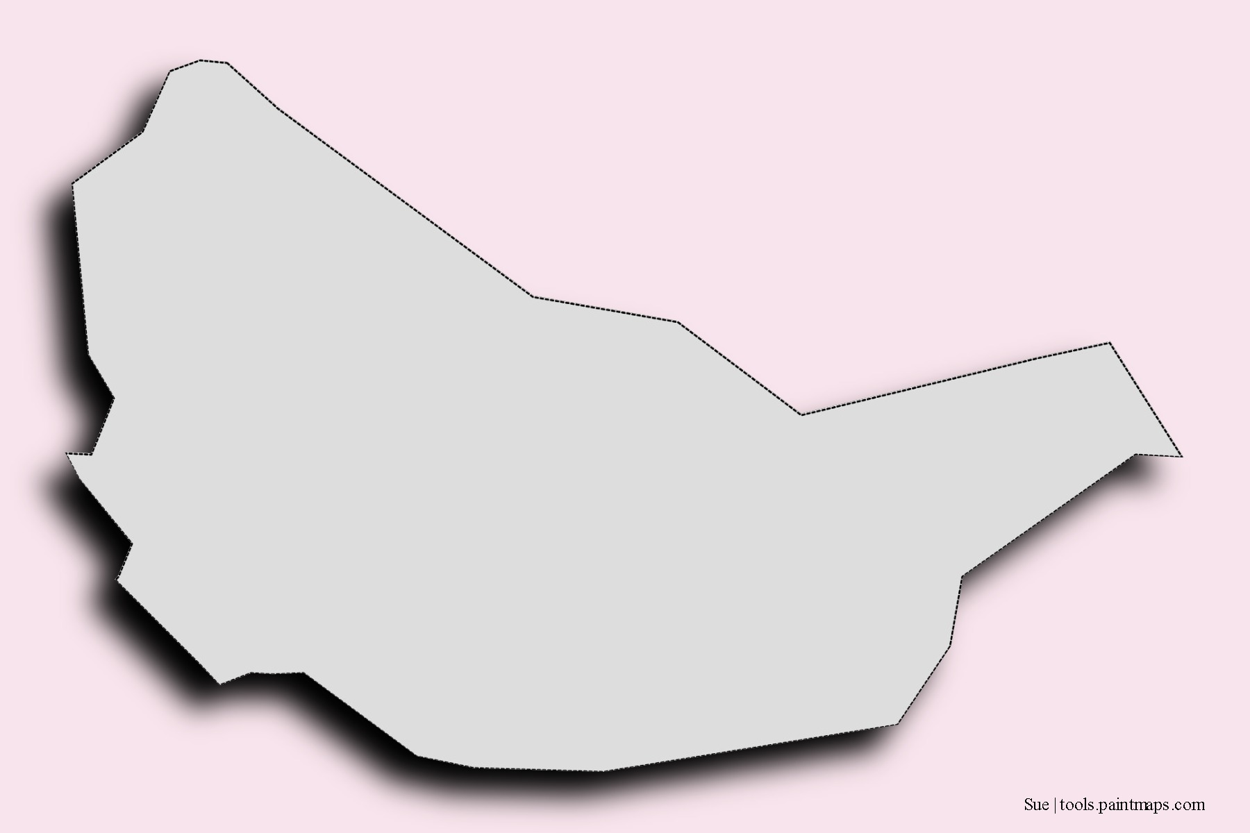 Mapa de barrios y pueblos de Sue con efecto de sombra 3D