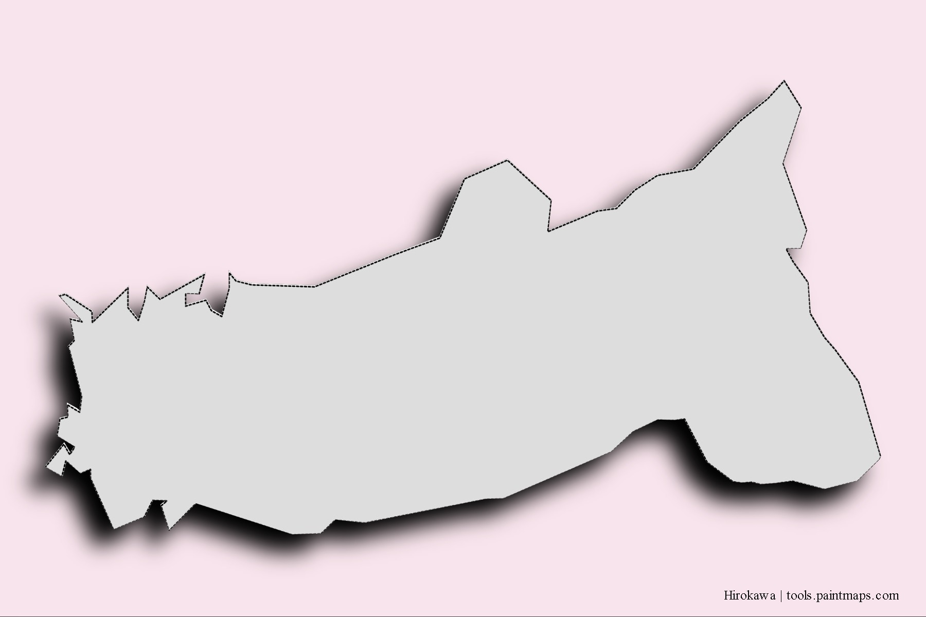 Mapa de barrios y pueblos de Hirokawa con efecto de sombra 3D